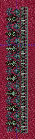 Maroon Pine Leaf Chevron Border Maroon & Forest Green Embroidery Design