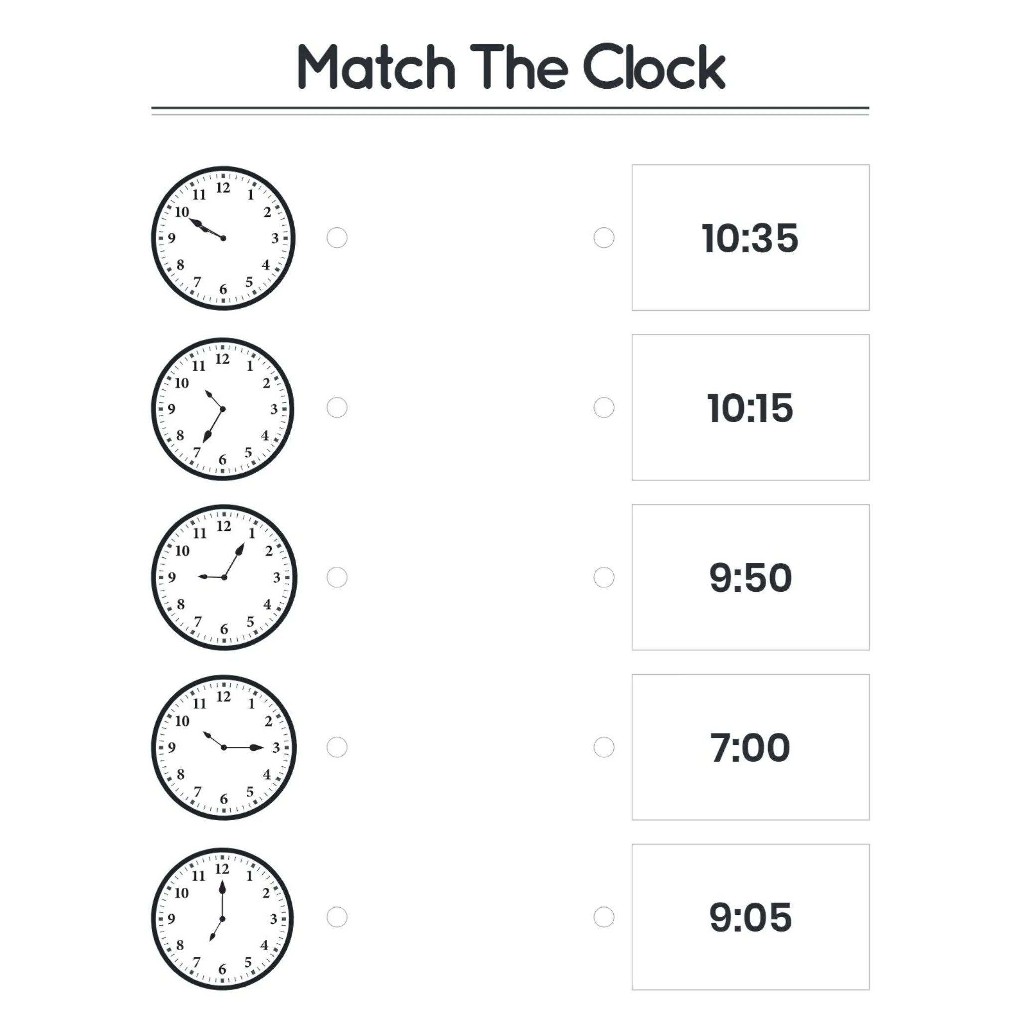 Match the Clock Time Worksheets for Kindergarten - Image 4