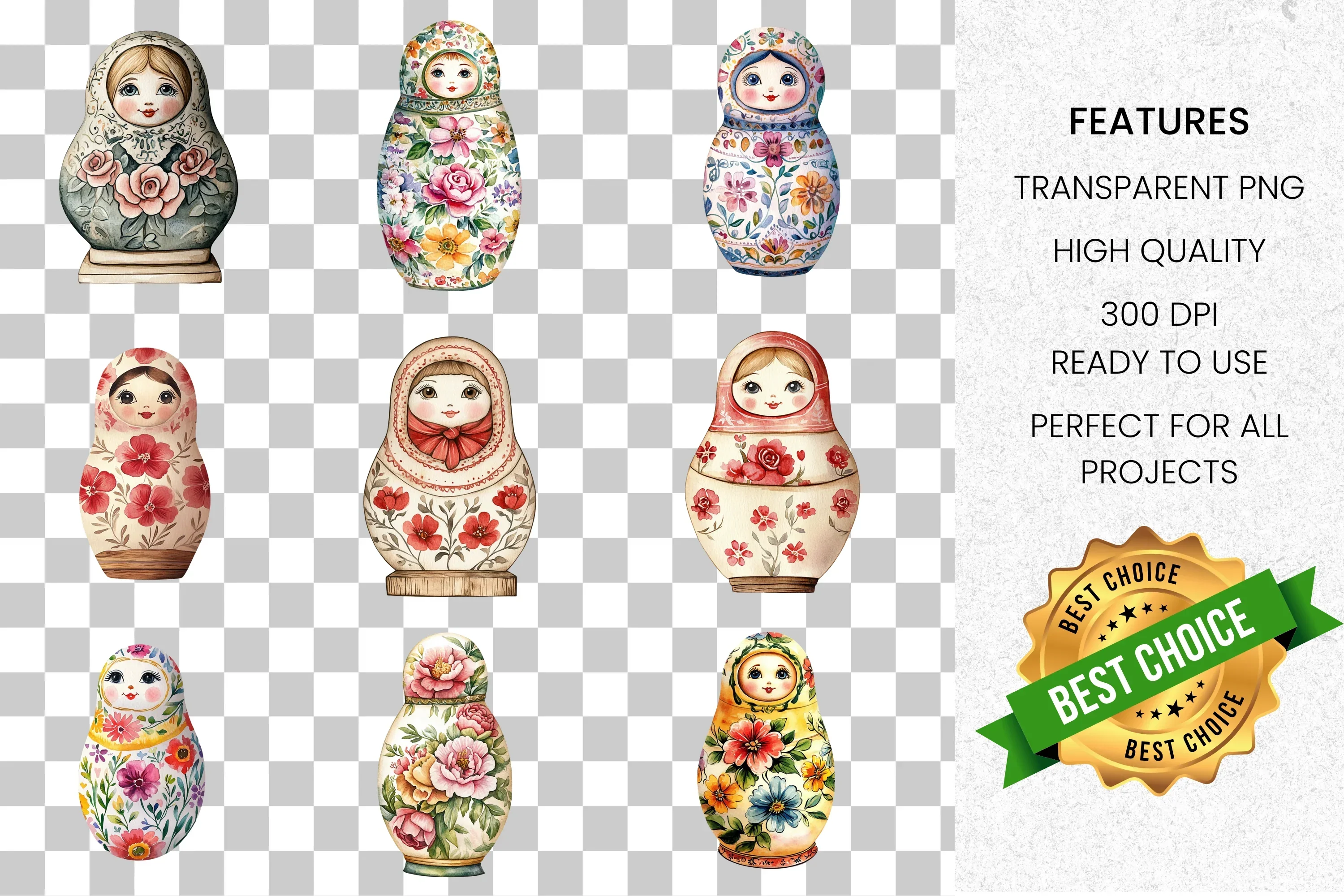 Matryoshka Dolls Clipart Bundle - Image 2