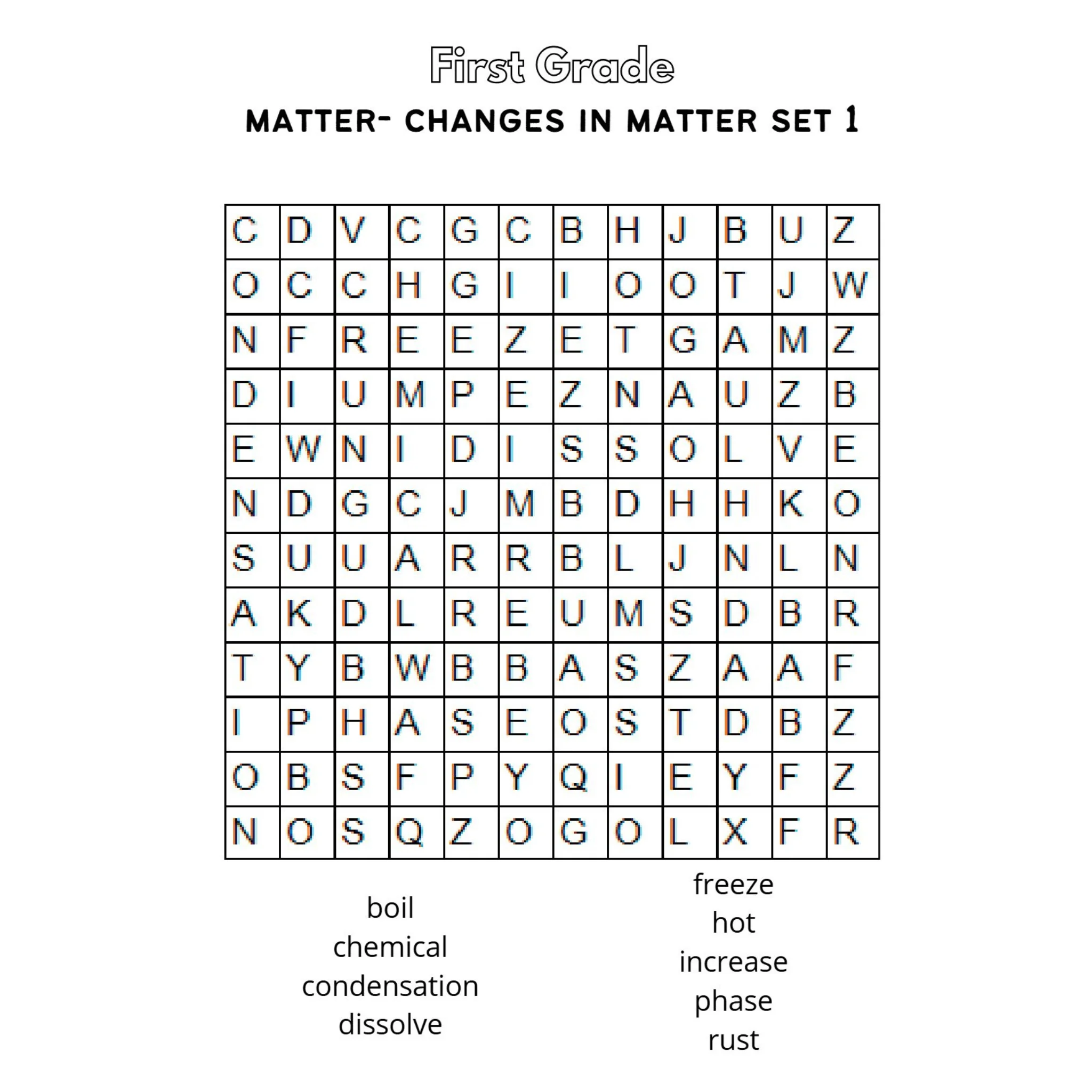 Matter Word Search Worksheets - Image 2