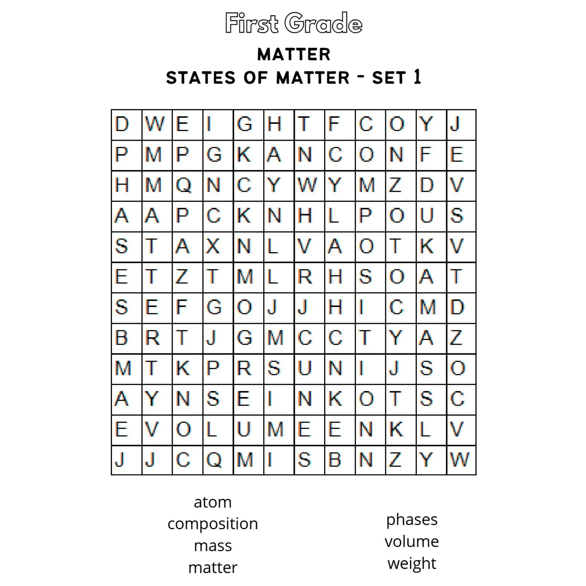 Matter Word Search Worksheets - Image 4