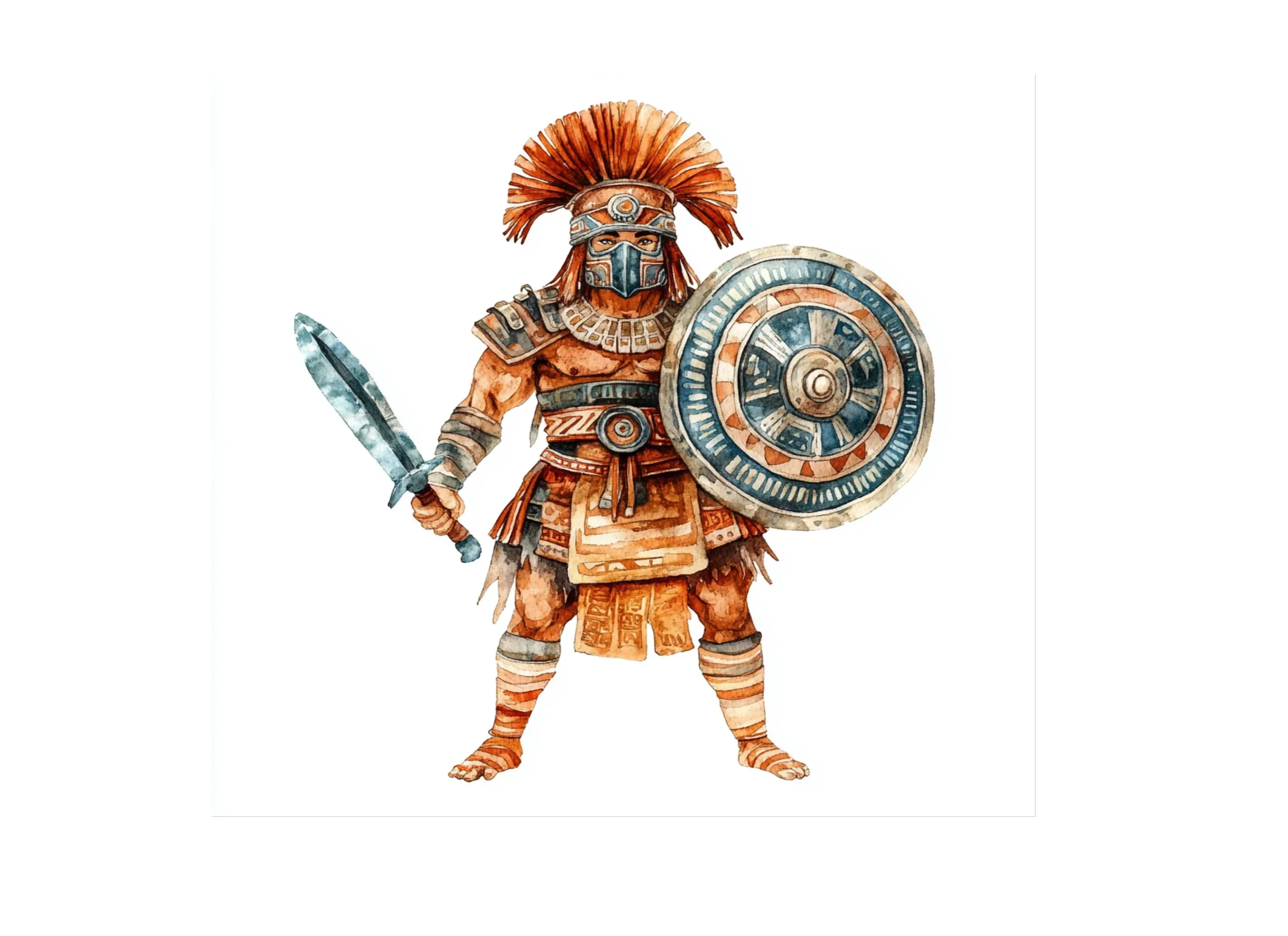 Mayan and Aztec Warrior Illustrations Clipart Bundle - Image 2