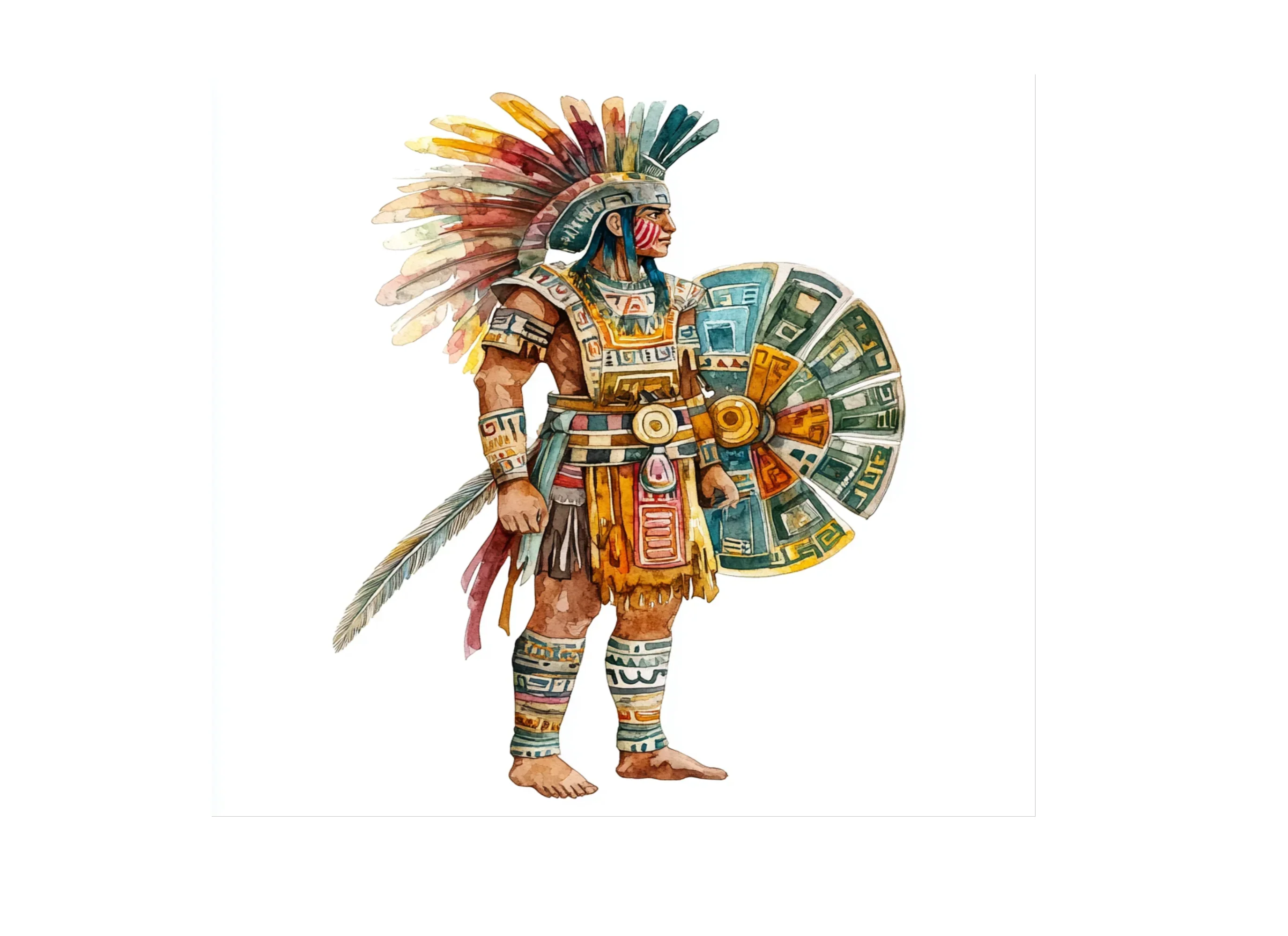 Mayan and Aztec Warrior Illustrations Clipart Bundle - Image 3