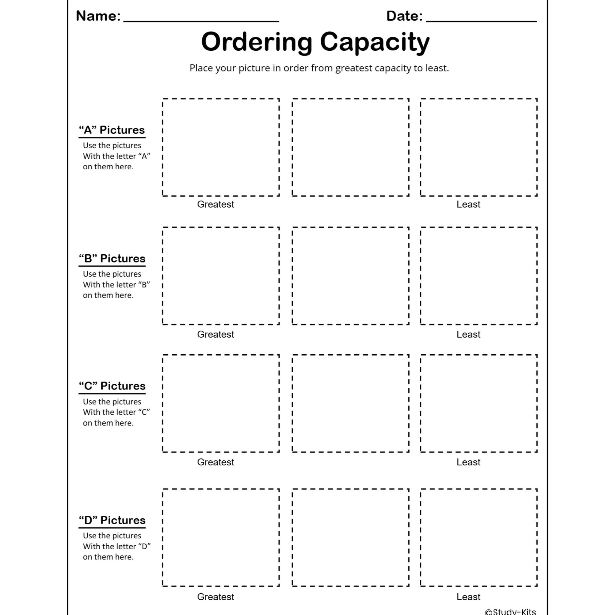 Measurement Capacity Sorting Worksheets - Image 2