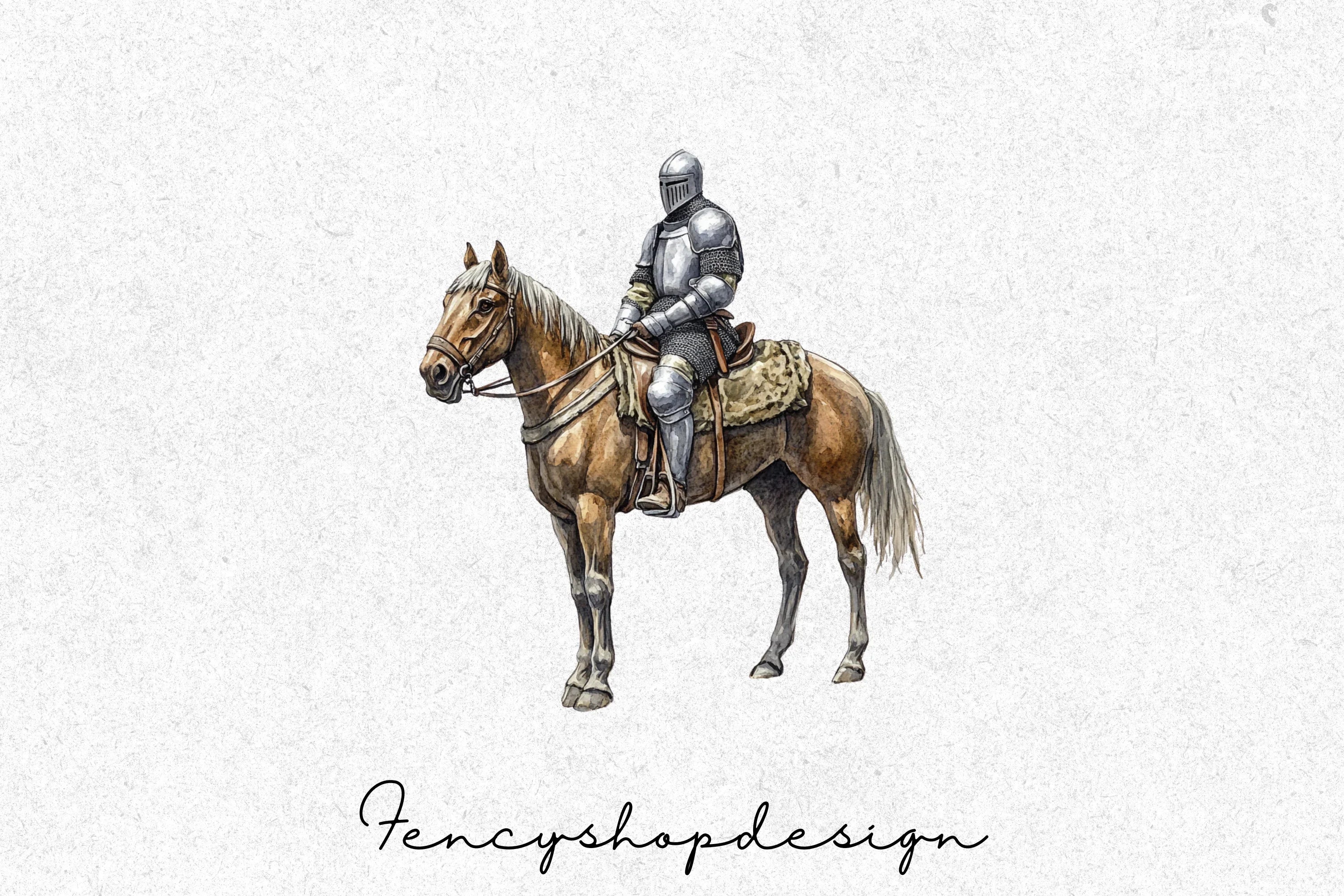 Medieval Knight on Horseback Clipart Bundle - Image 7