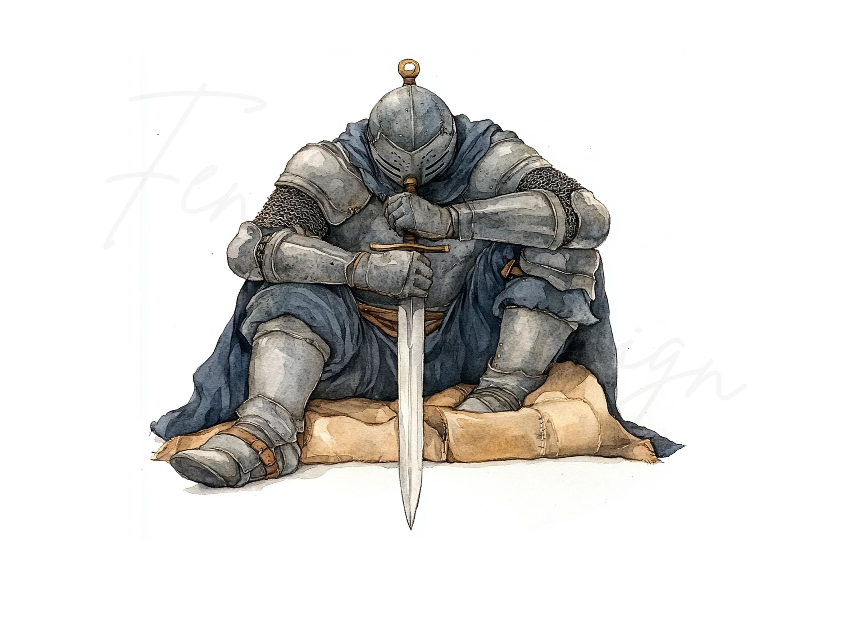 Medieval Knights Resting Clipart Bundle - Image 3