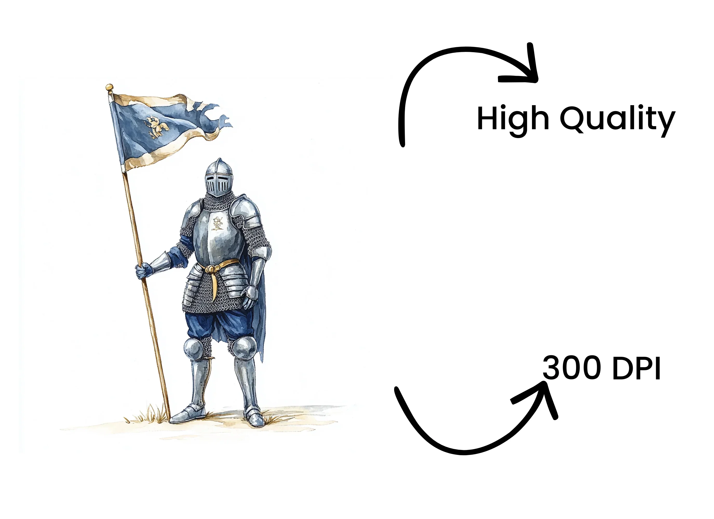 Medieval Knights with Blue Flags Clipart Bundle - Image 4