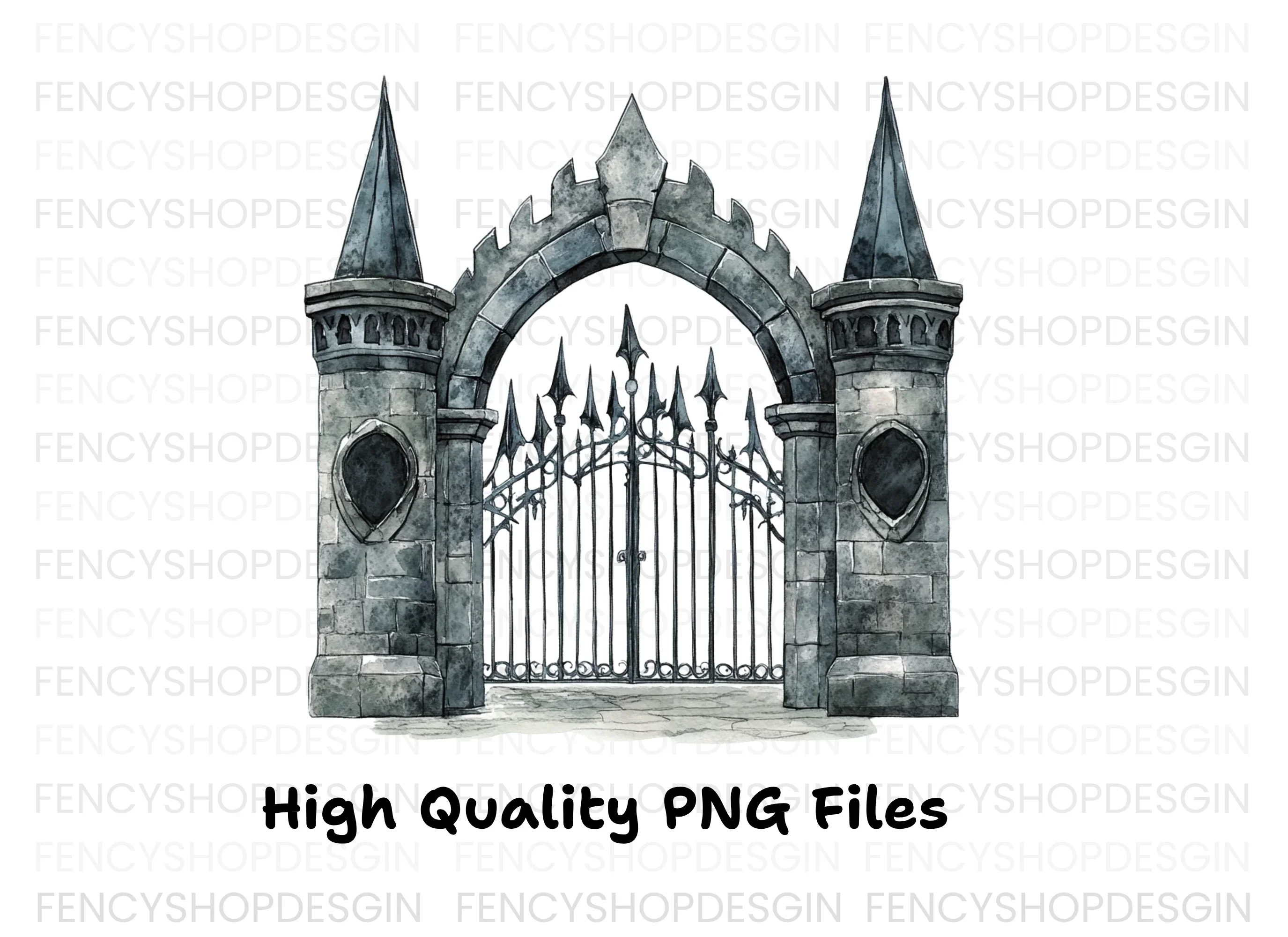 Medieval Stone Gate Clipart Bundle - Image 2