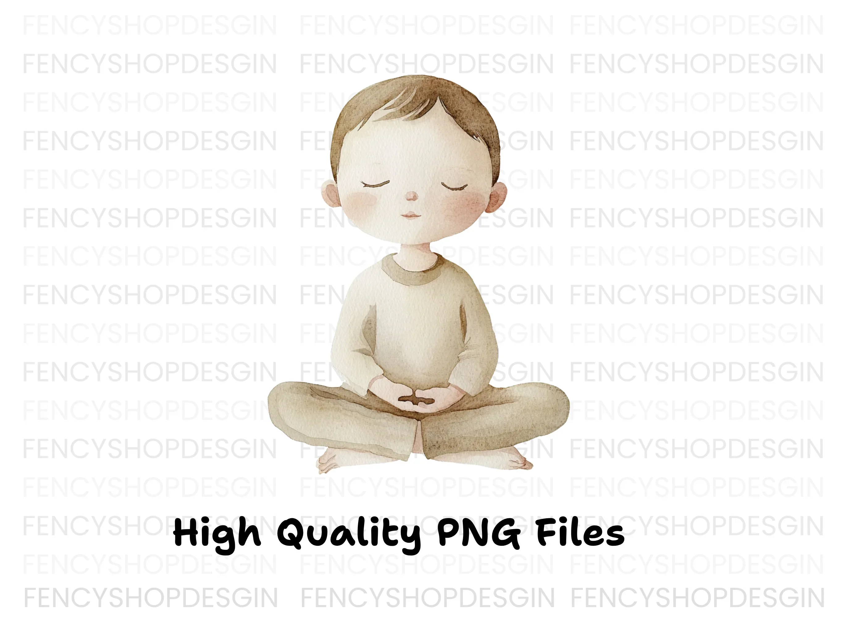 Meditating Boy Serenity Clipart Bundle - Image 2