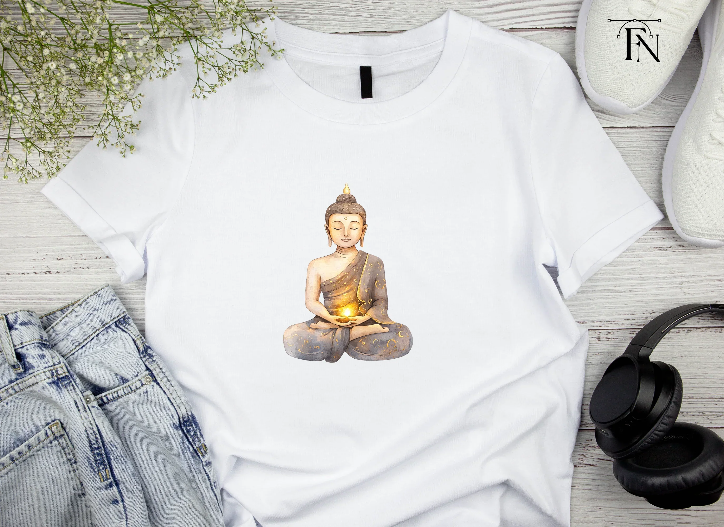 Meditating Buddha with Glowing Light Clipart Bundle - Image 4