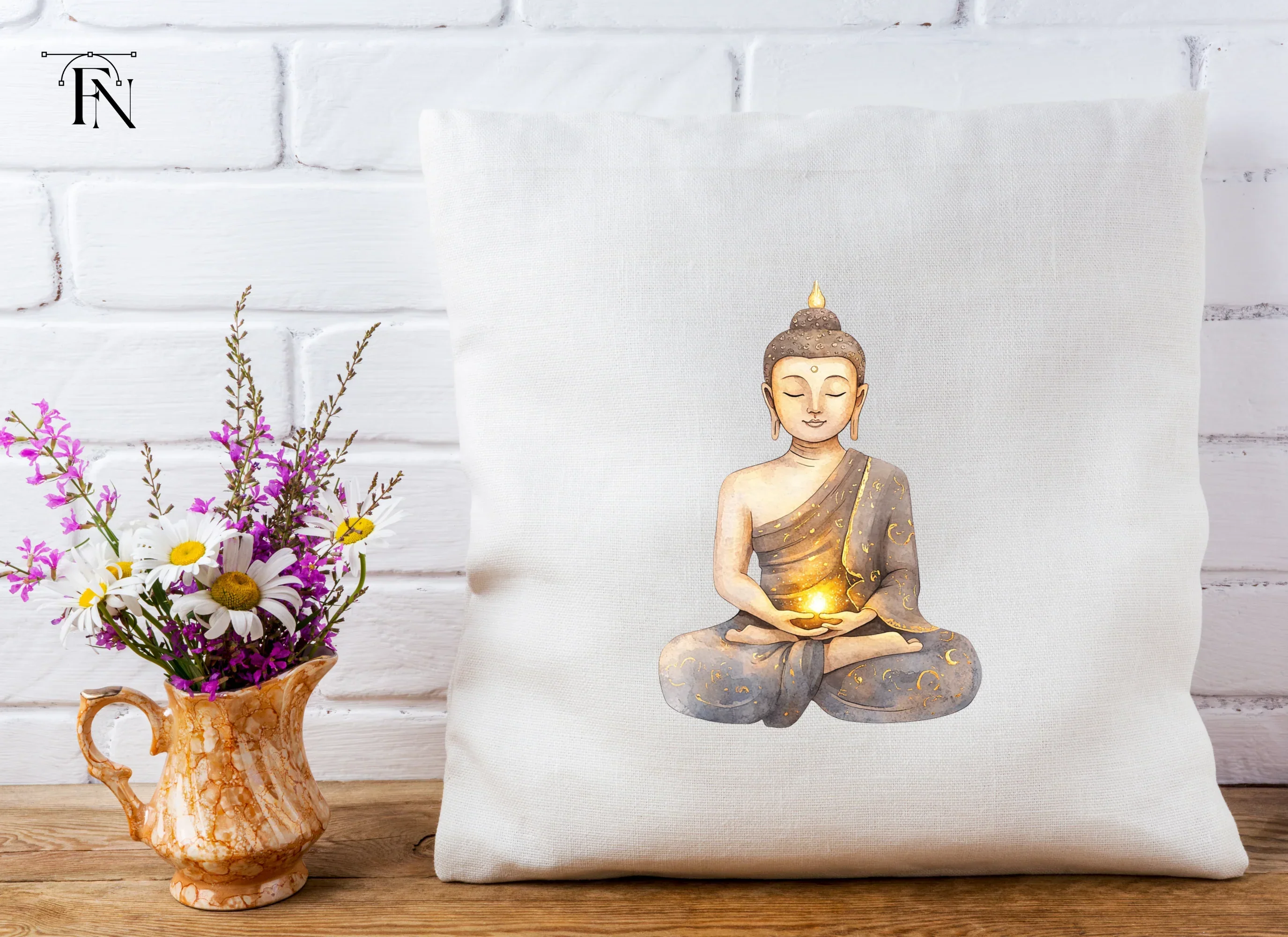 Meditating Buddha with Glowing Light Clipart Bundle - Image 5