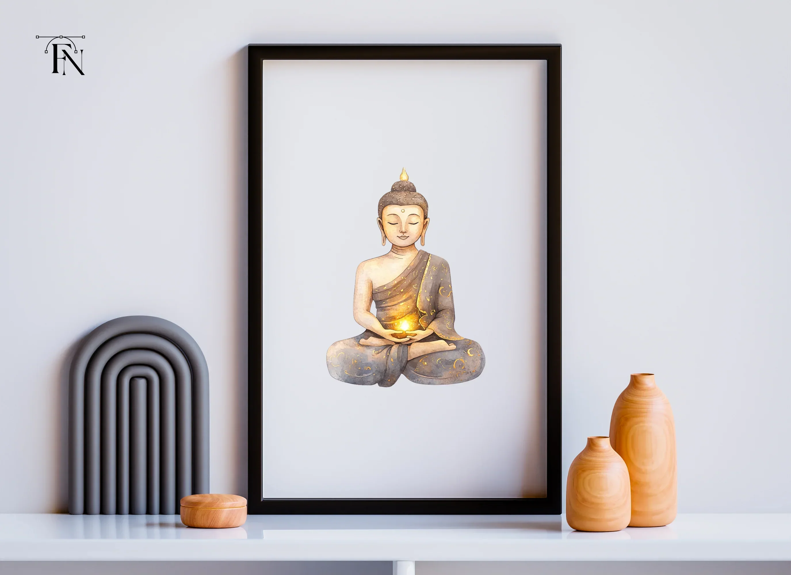 Meditating Buddha with Glowing Light Clipart Bundle - Image 6