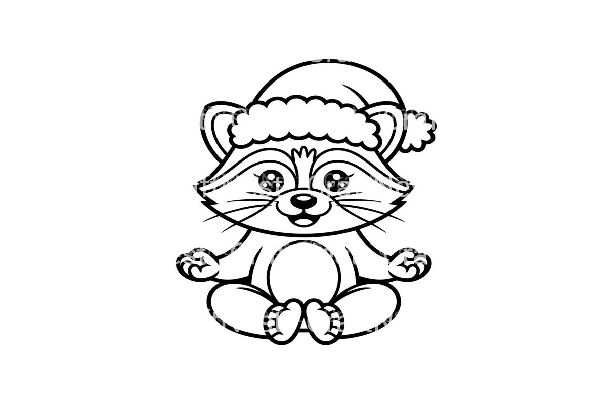 Meditating Christmas Raccoon Coloring Books - Image 3
