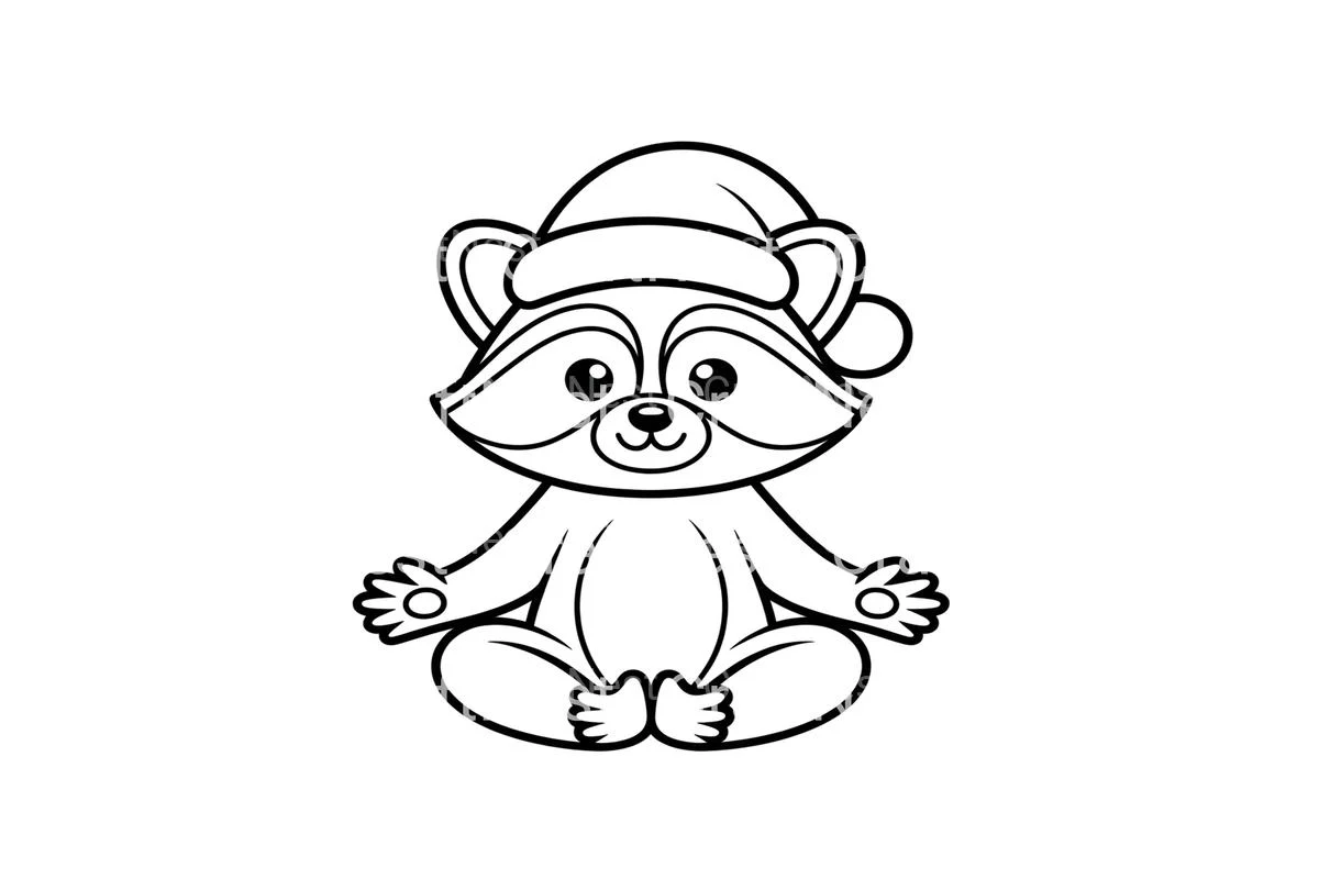 Meditating Christmas Raccoon Coloring Books - Image 4