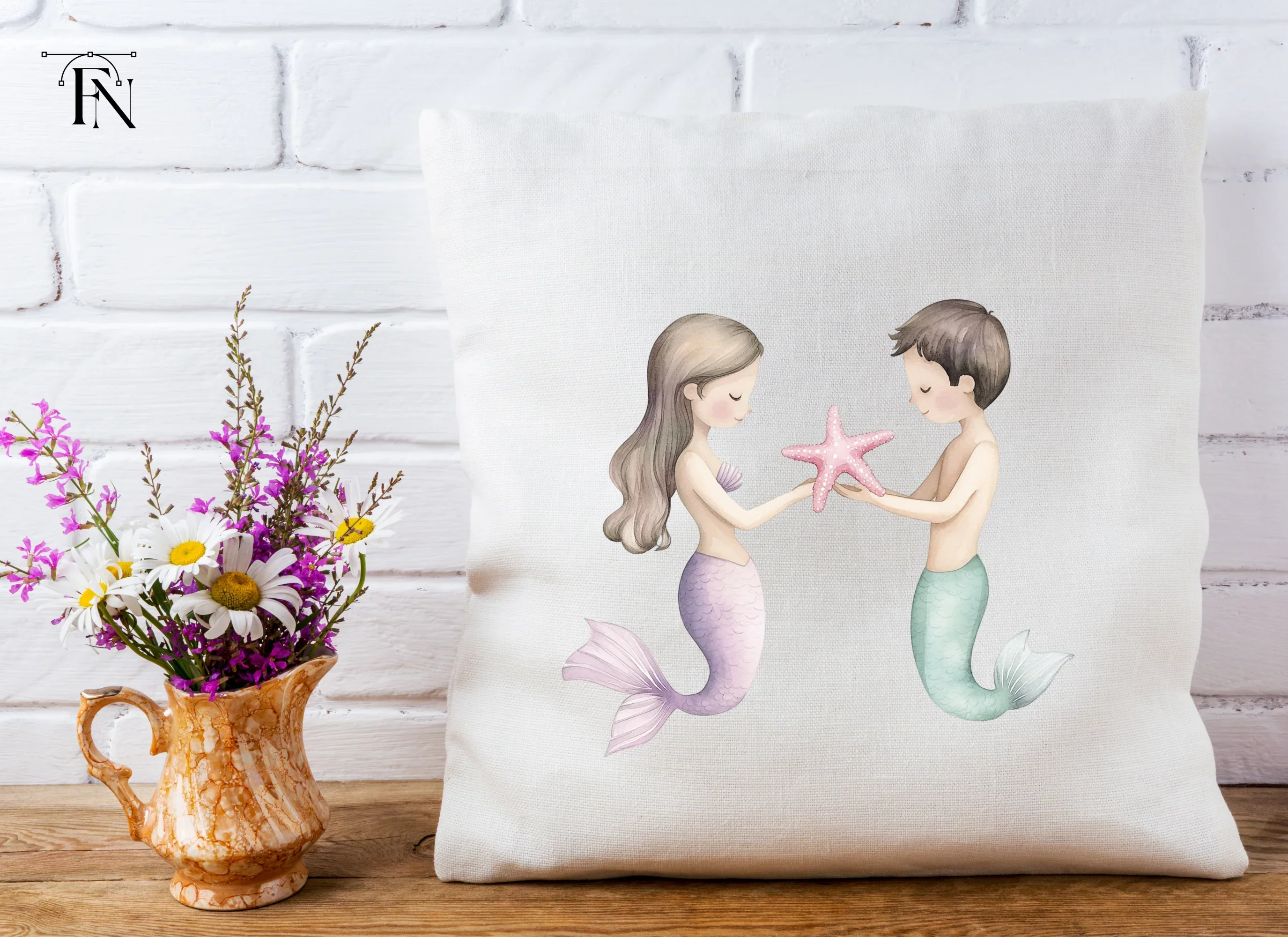 Mermaid and Merman Starfish Clipart Bundle - Image 5