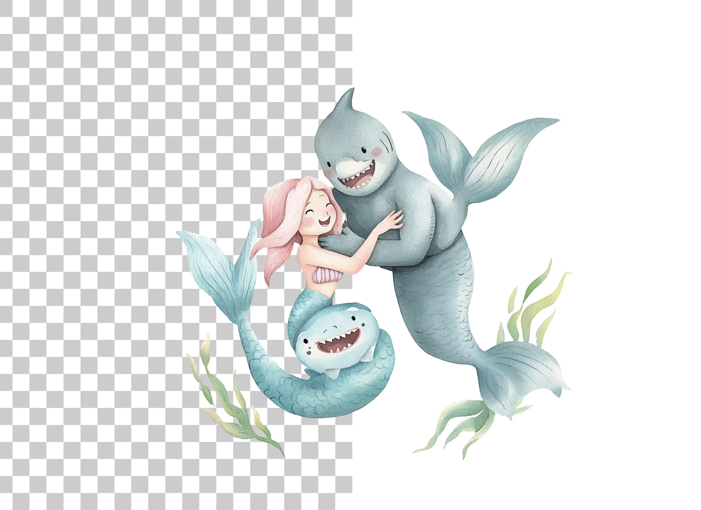 Mermaid and Shark Family Clipart Bundle - Image 2