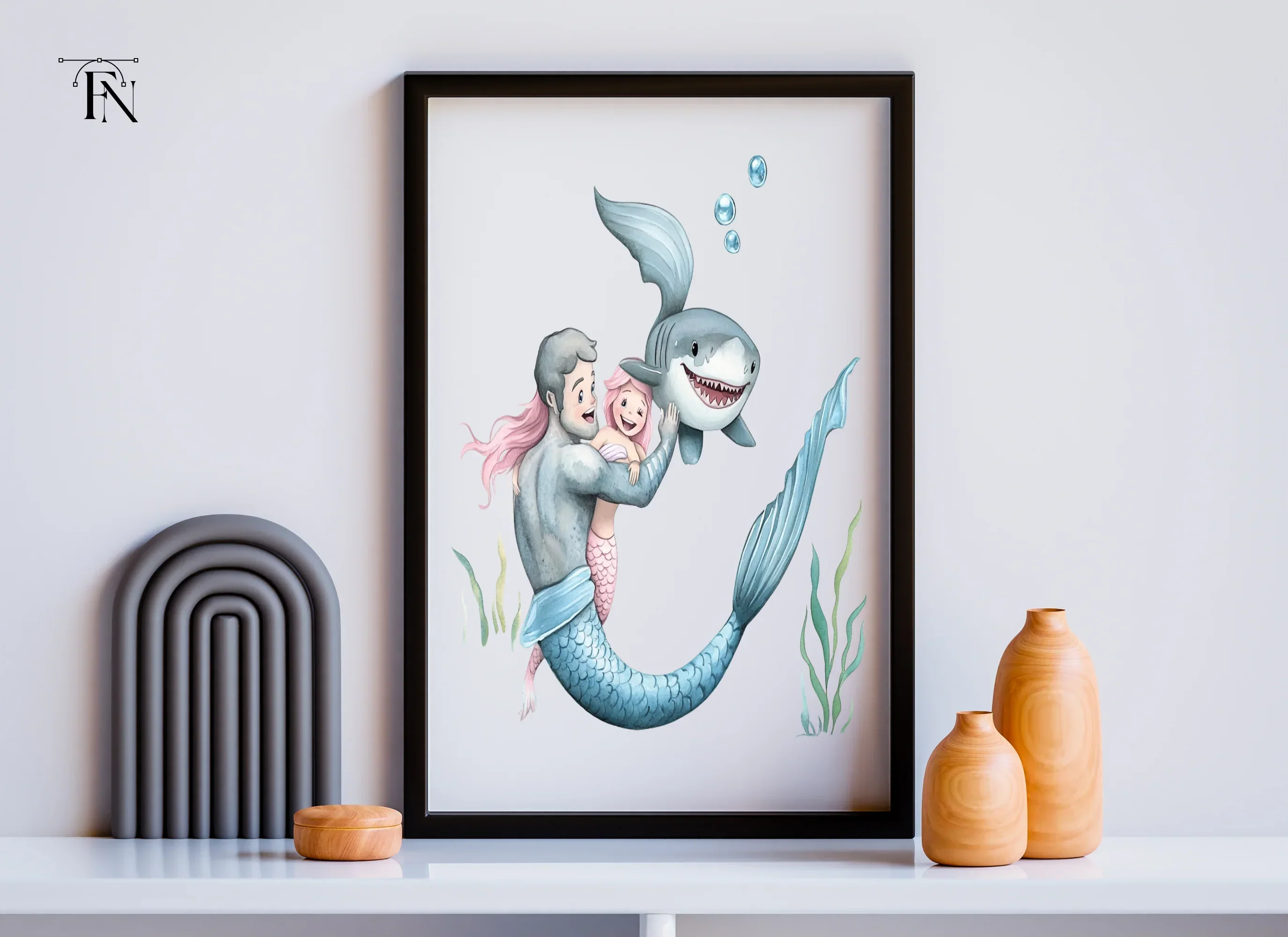 Mermaid and Shark Family Clipart Bundle - Image 6
