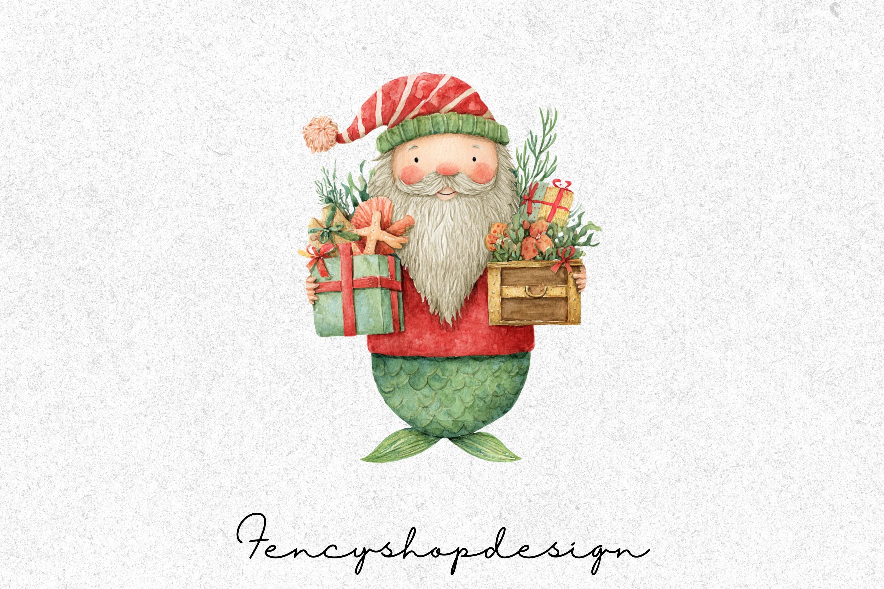 Mermaid Christmas Tree Clipart Bundle - Image 2