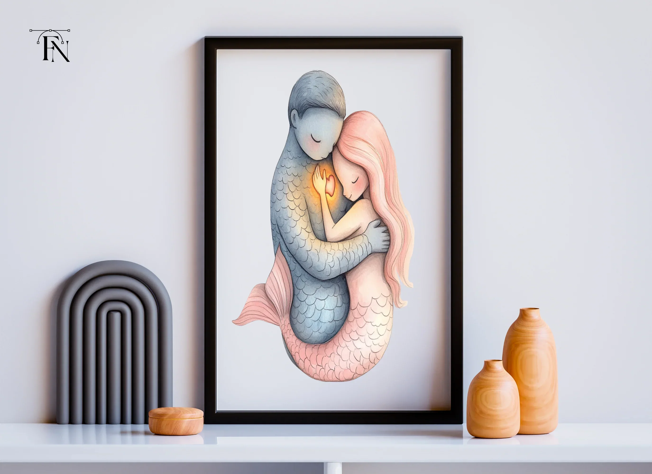 Mermaid Couple Love Hug Clipart Bundle - Image 6