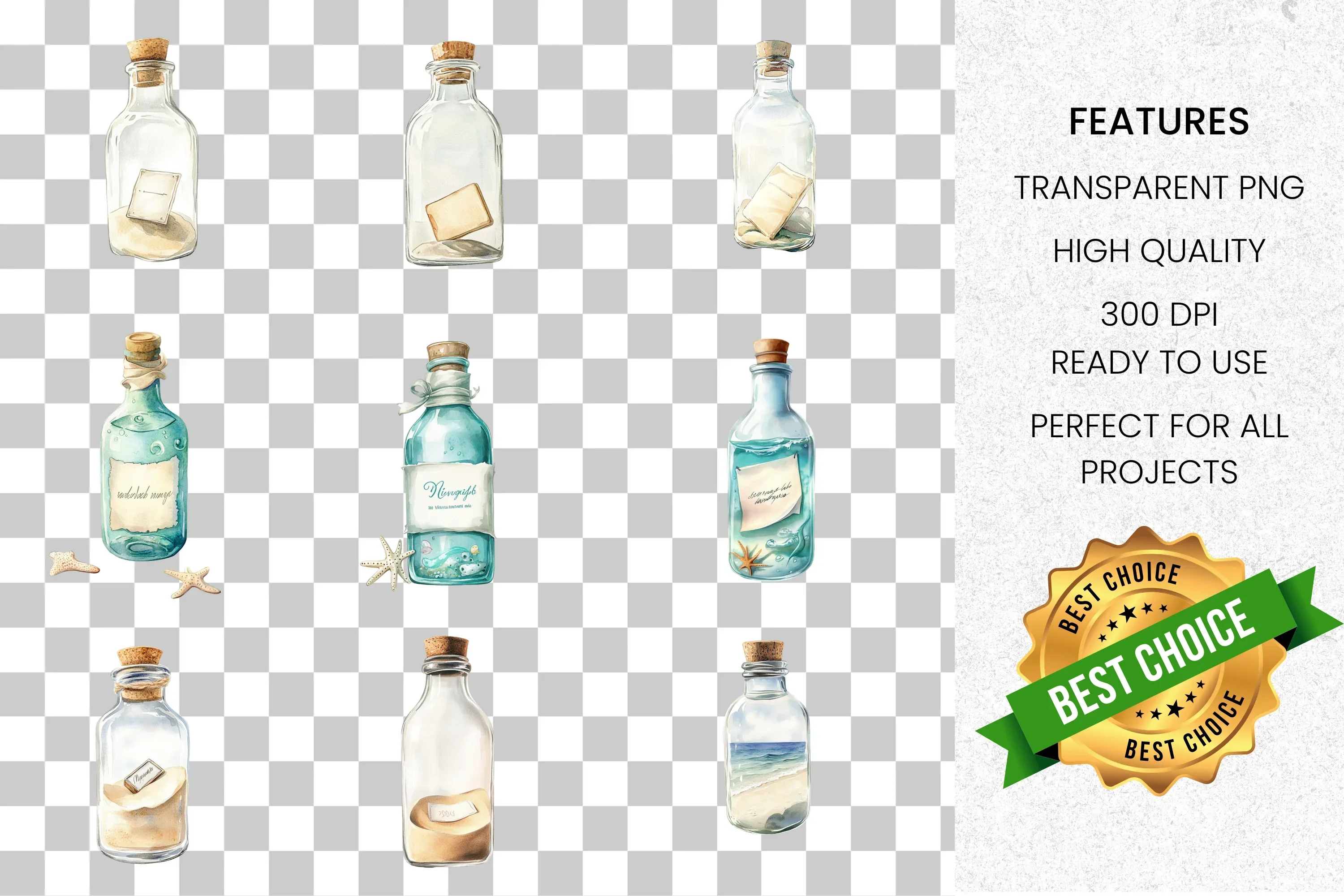 Message in a Bottle Clipart Bundle - Image 2