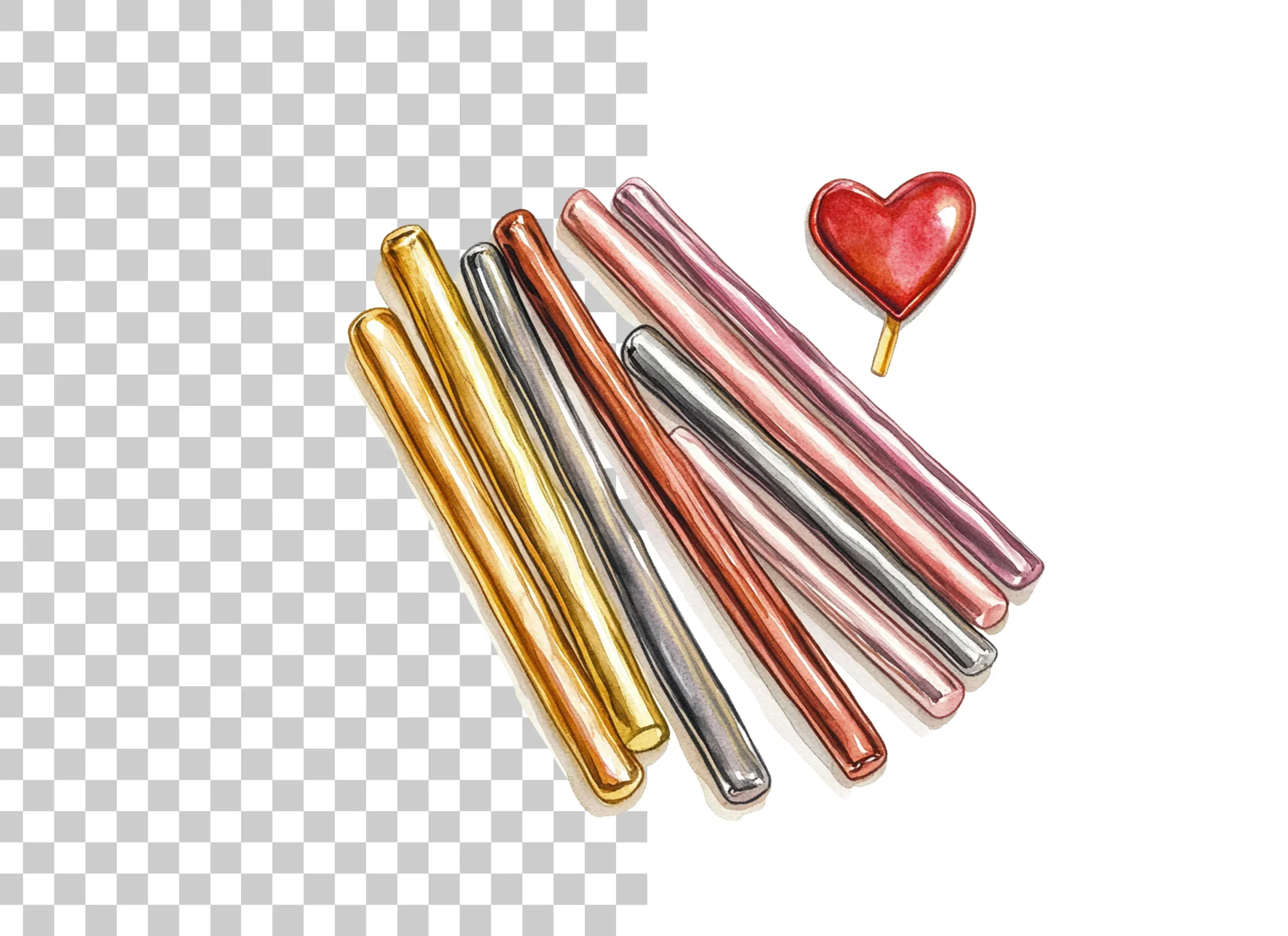 Metallic Wax Seal Sticks with Hearts Clipart Bundle - Image 2