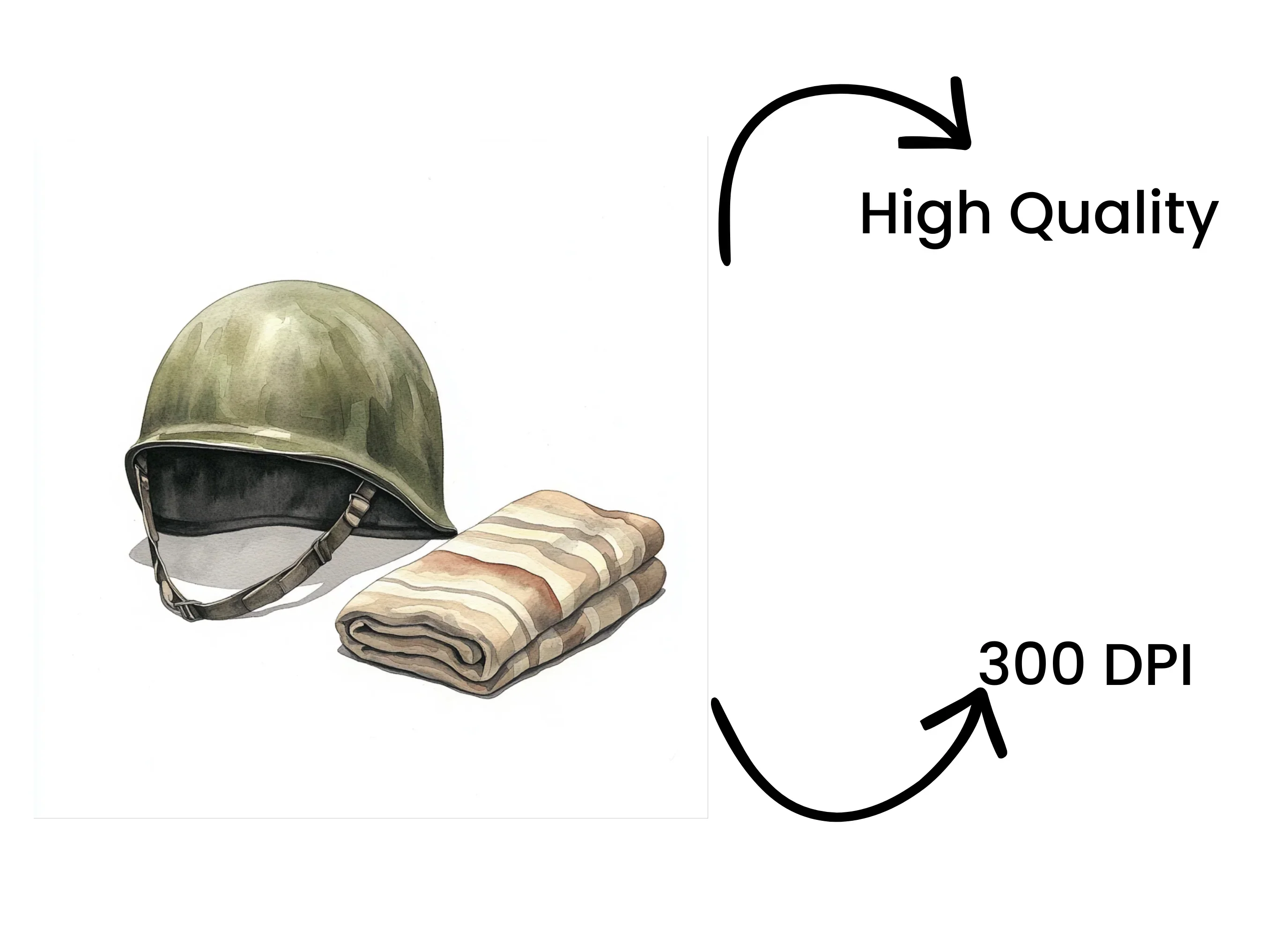 Military Helmet and Blanket Clipart Bundle - Image 4