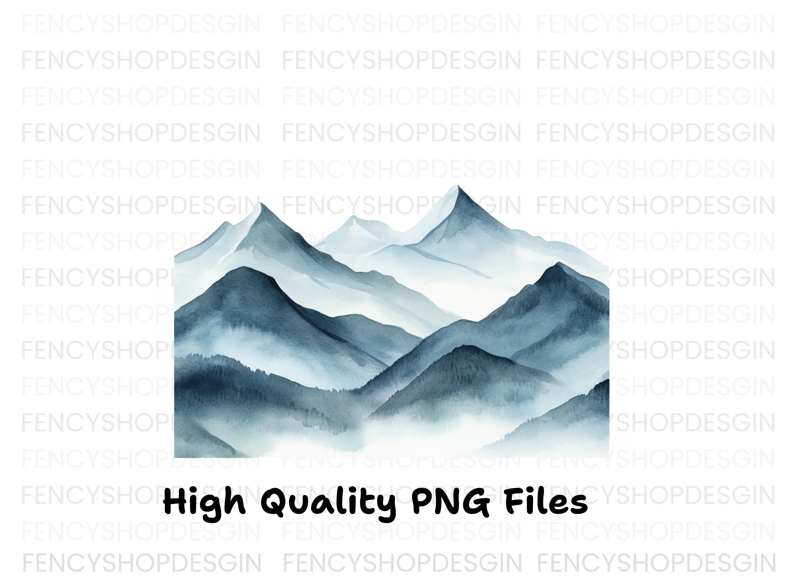 Misty Blue Mountain Clipart Bundle - Image 3