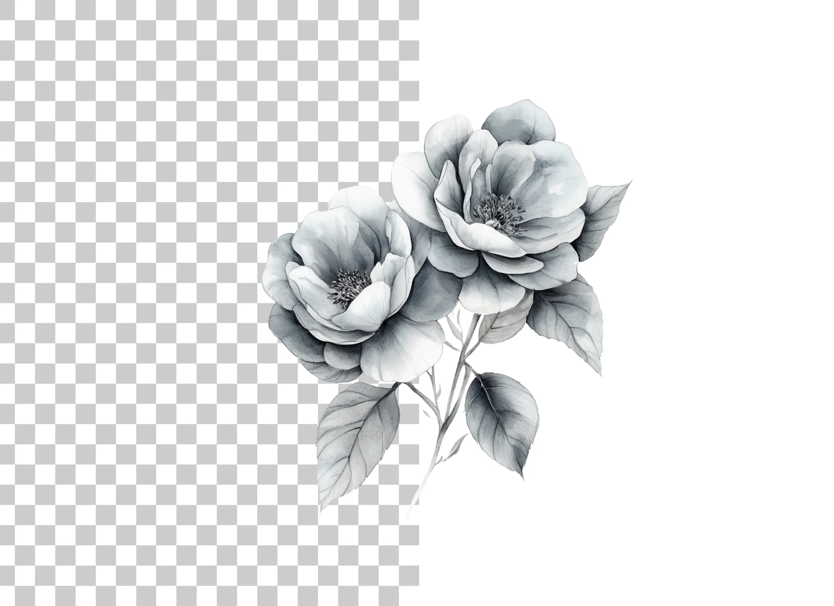 Monochromatic Floral Clipart Bundle - Image 2