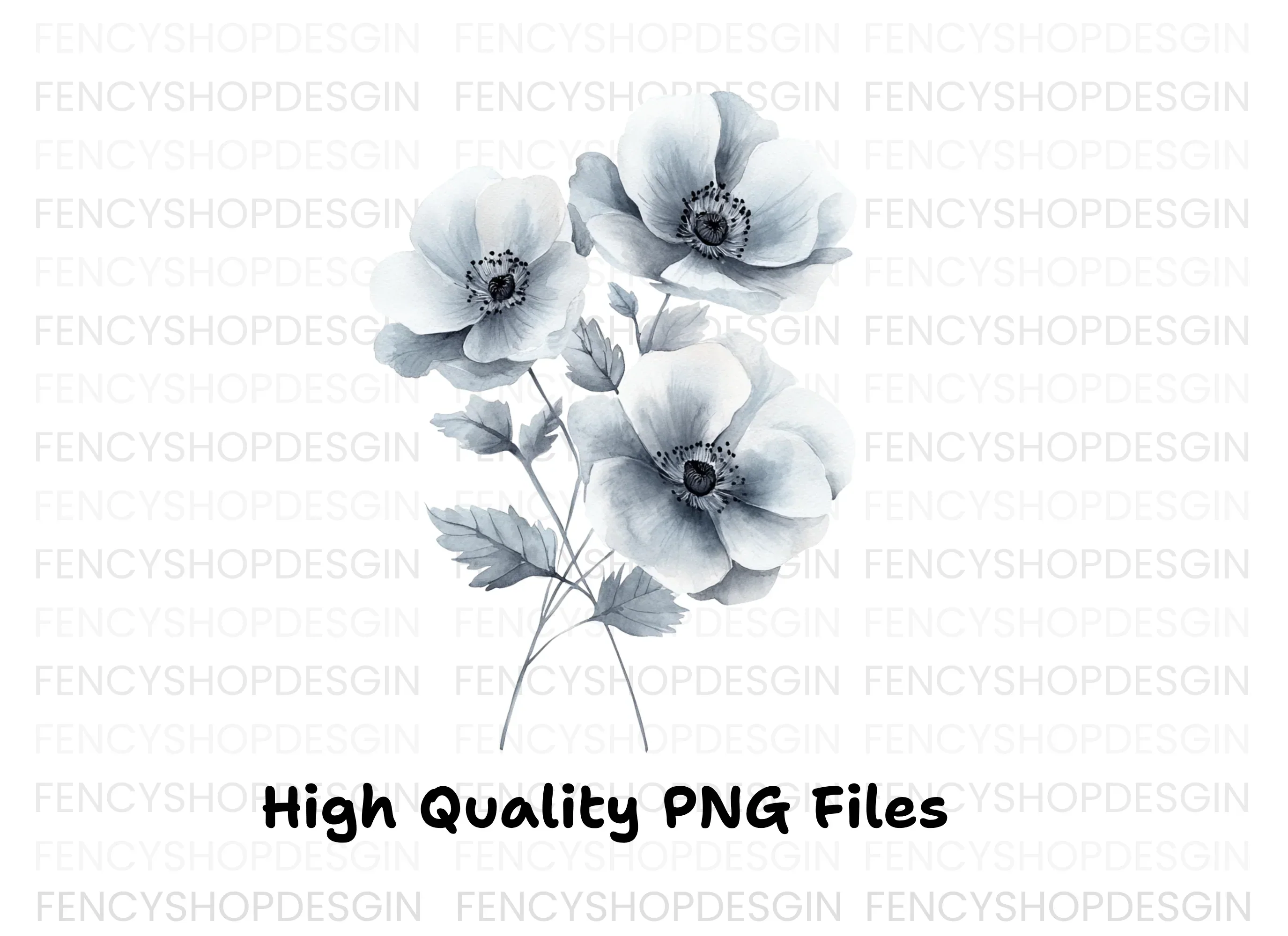 Monochromatic Floral Clipart Bundle - Image 3