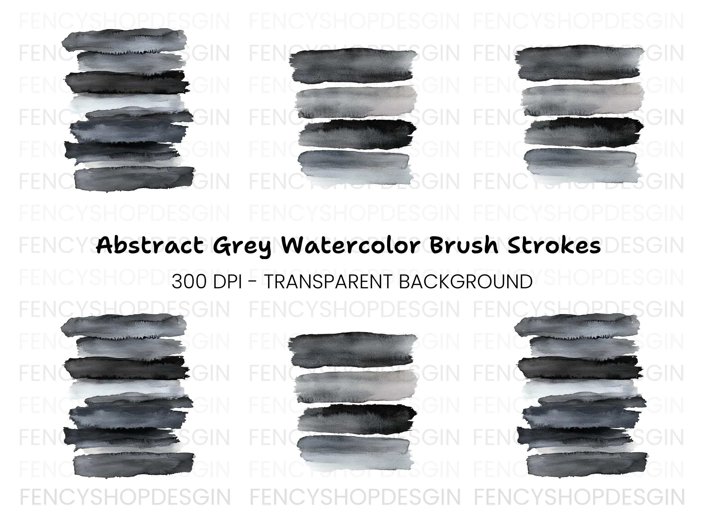 Monochrome Brush Strokes Clipart Bundle