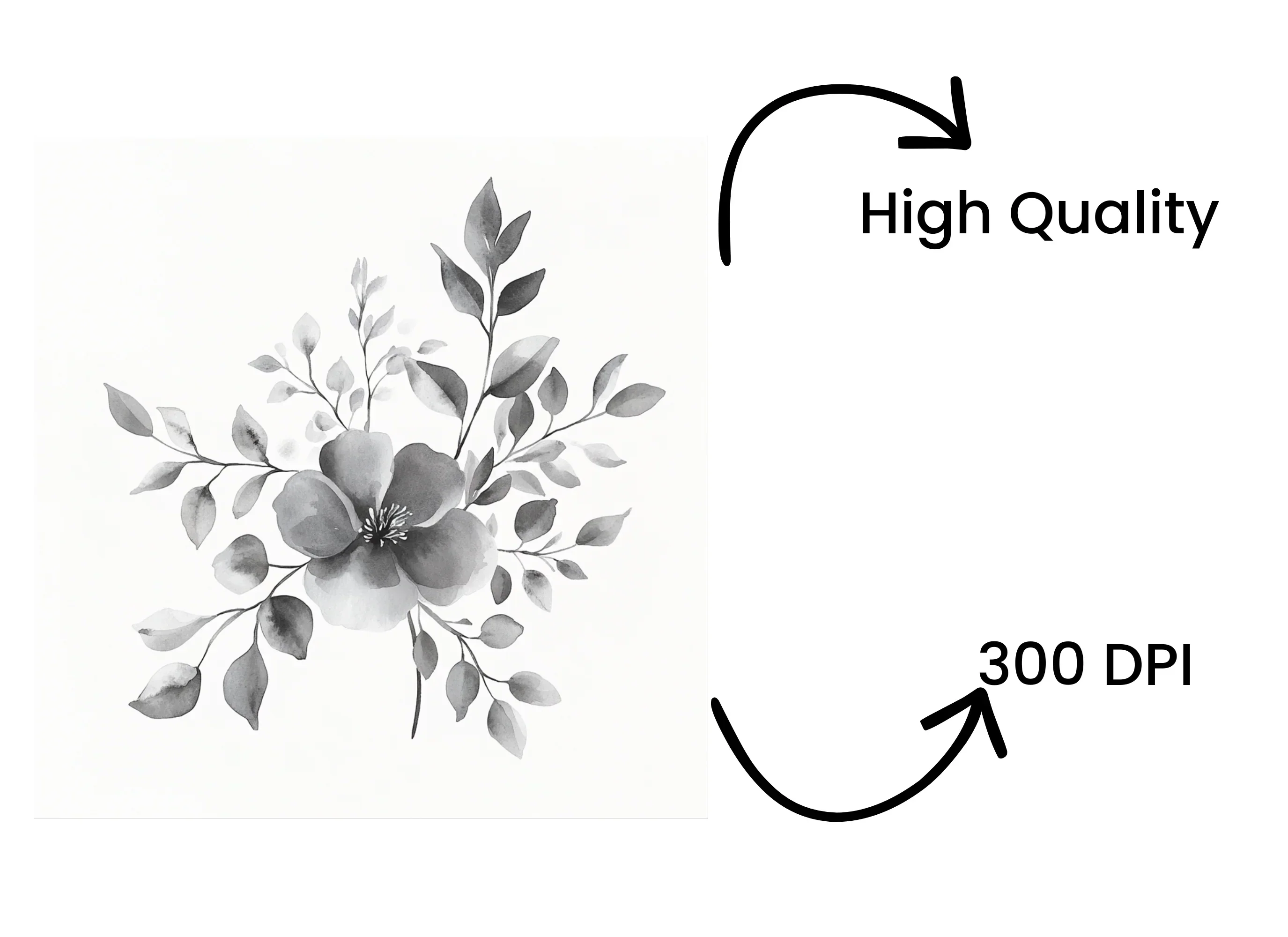 Monochrome Floral Clipart Bundle - Image 4