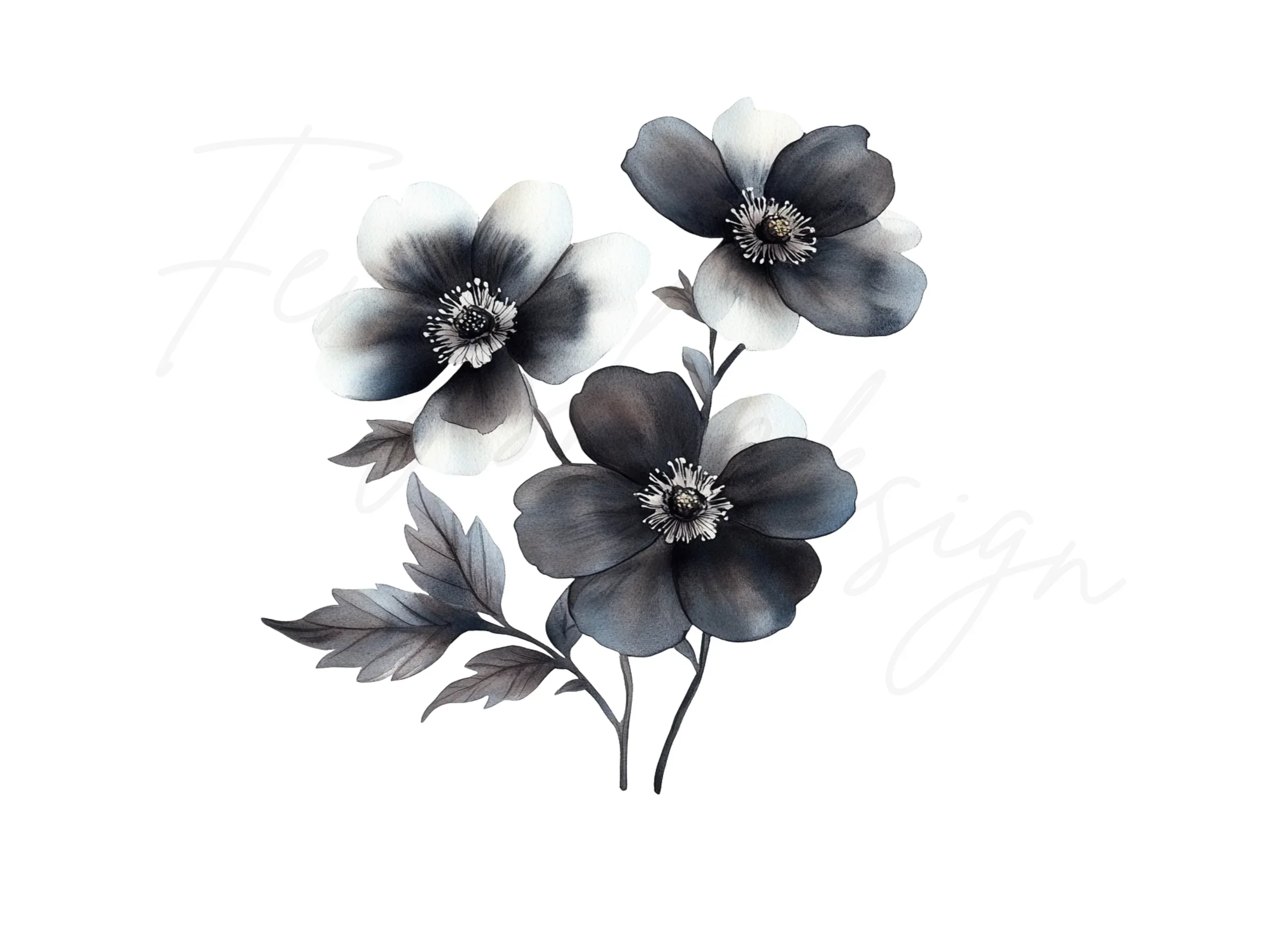 Monochrome Floral Clipart Bundle - Image 3