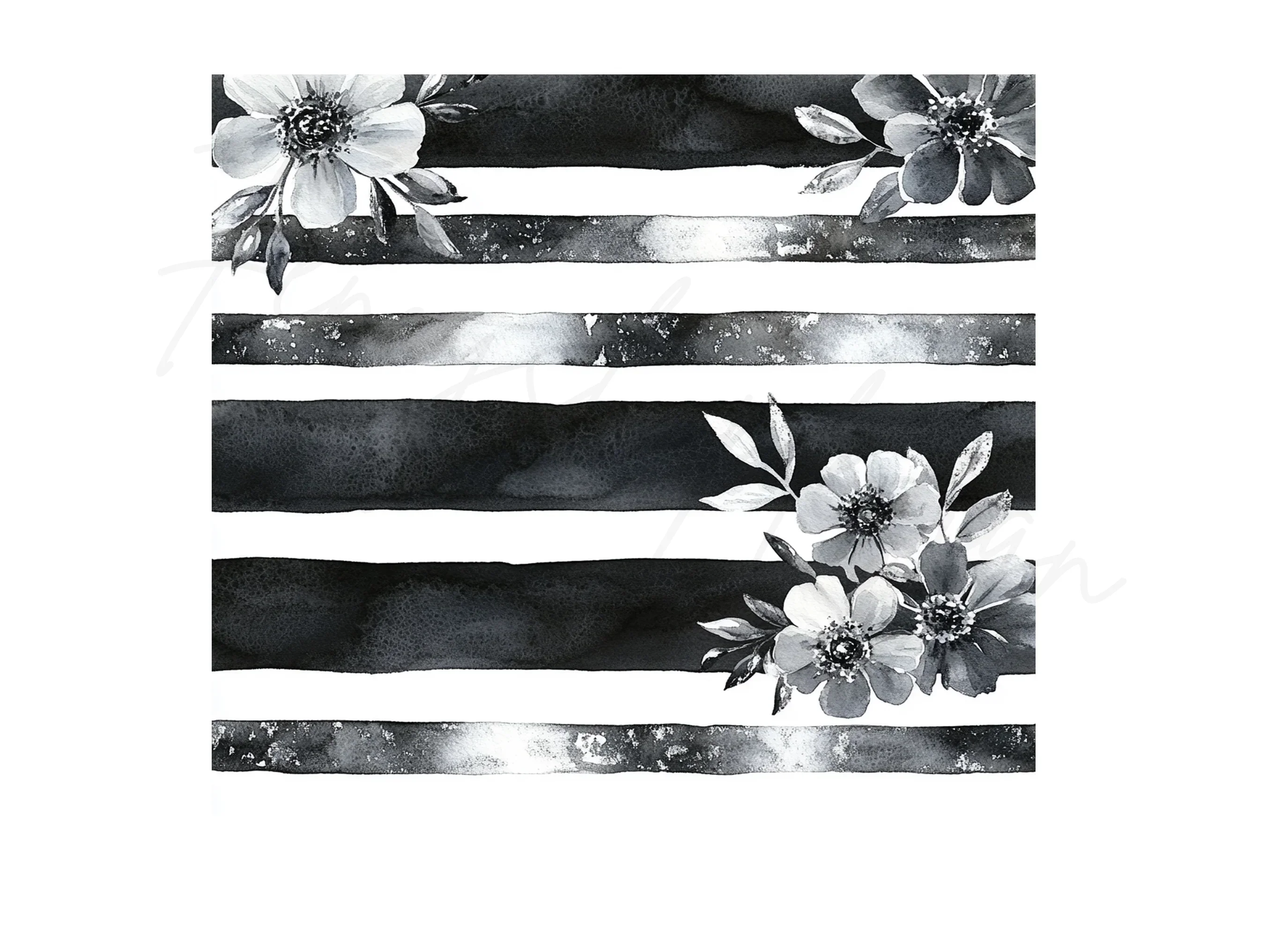 Monochrome Floral Stripes Clipart Bundle - Image 2