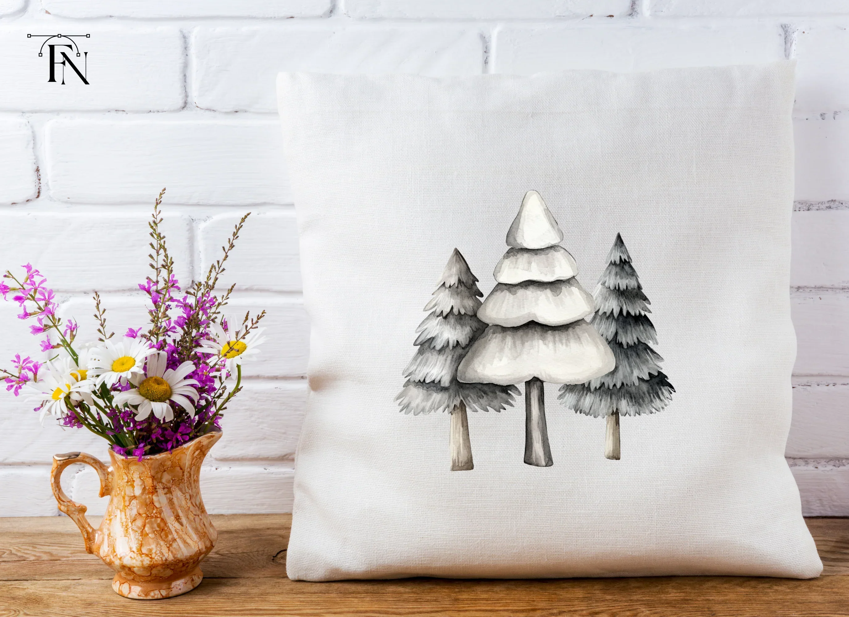 Monochrome Pine Tree Clipart Bundle - Image 3