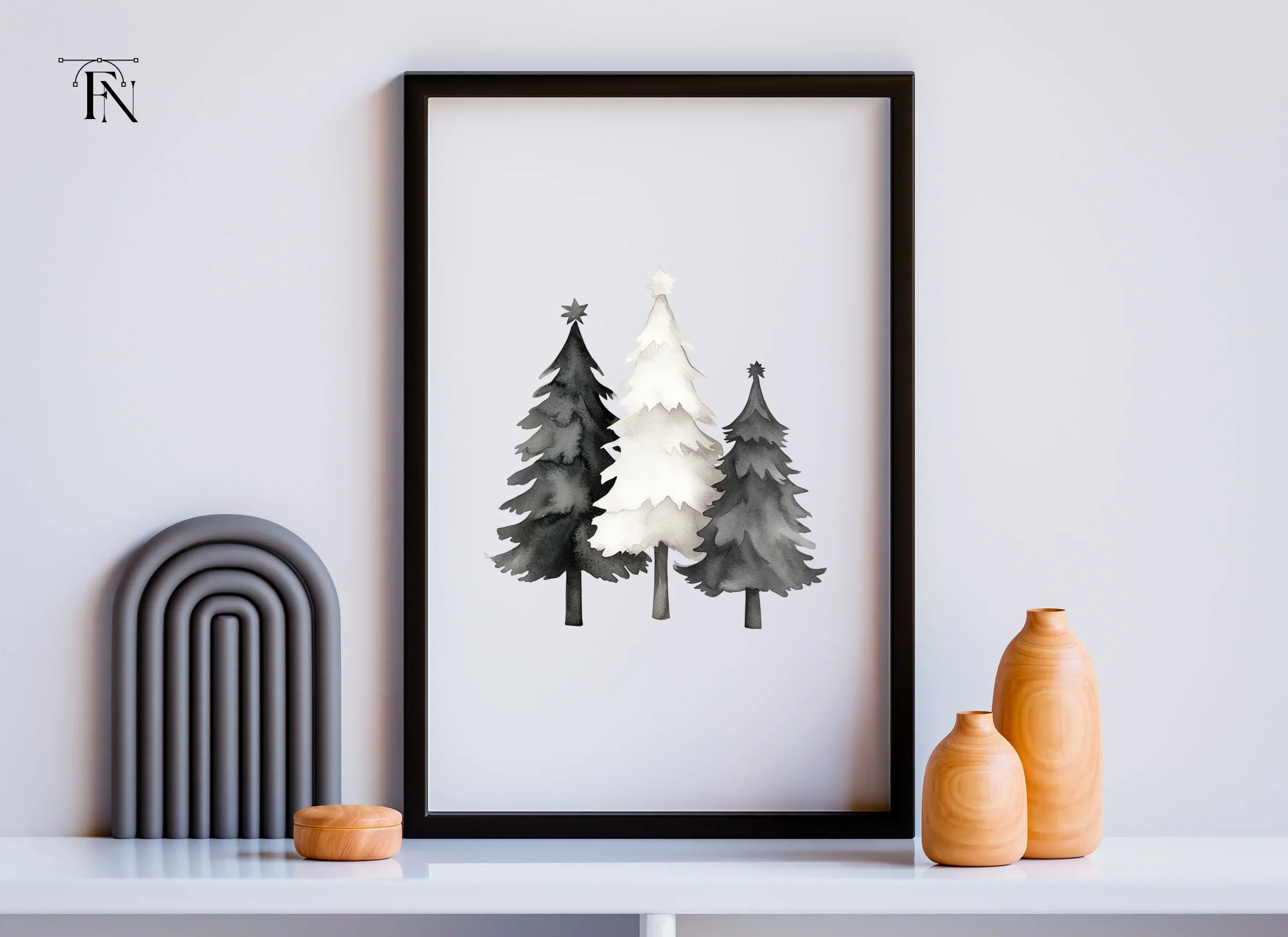 Monochrome Pine Tree Clipart Bundle - Image 4