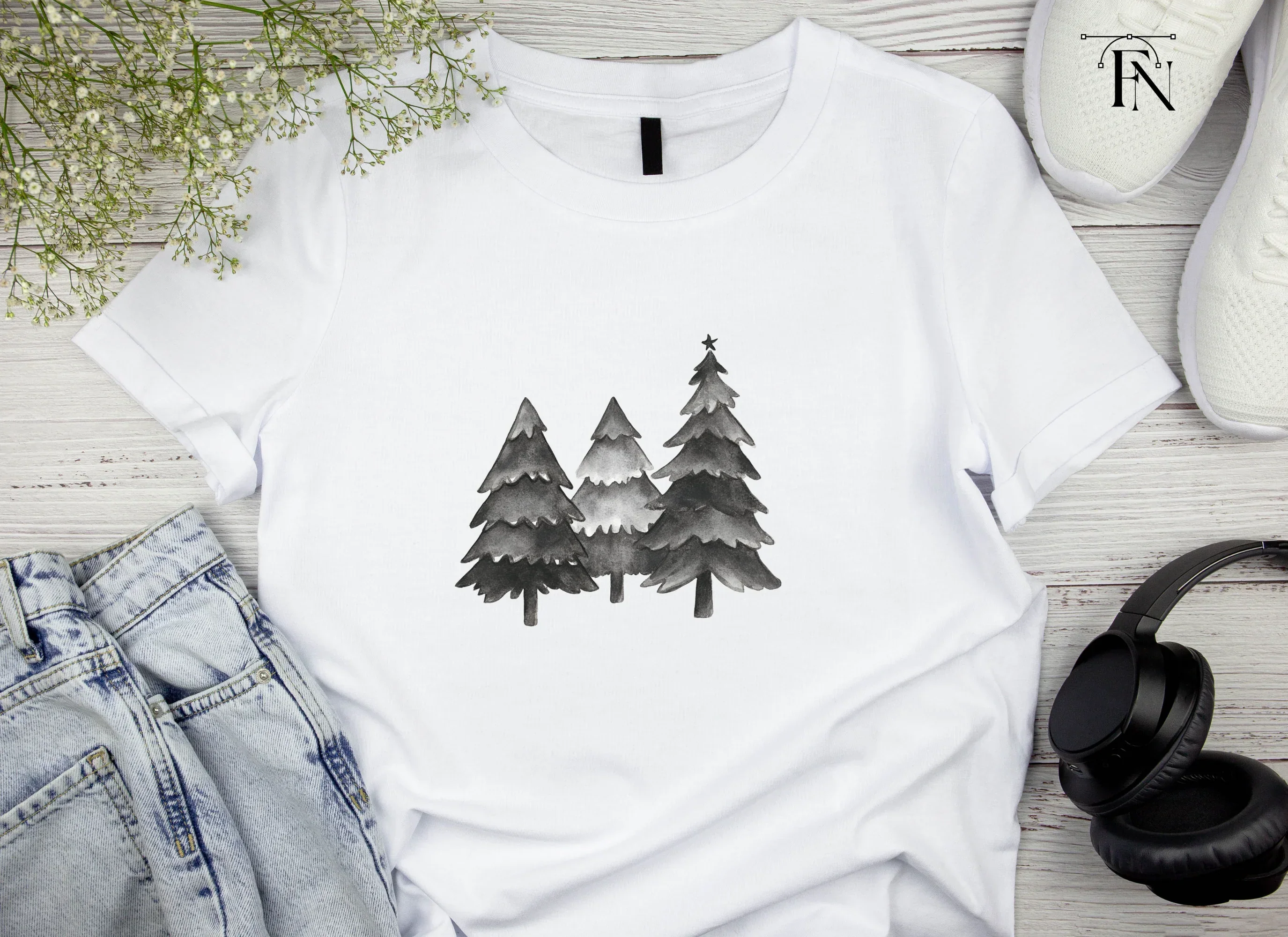 Monochrome Pine Tree Clipart Bundle - Image 5