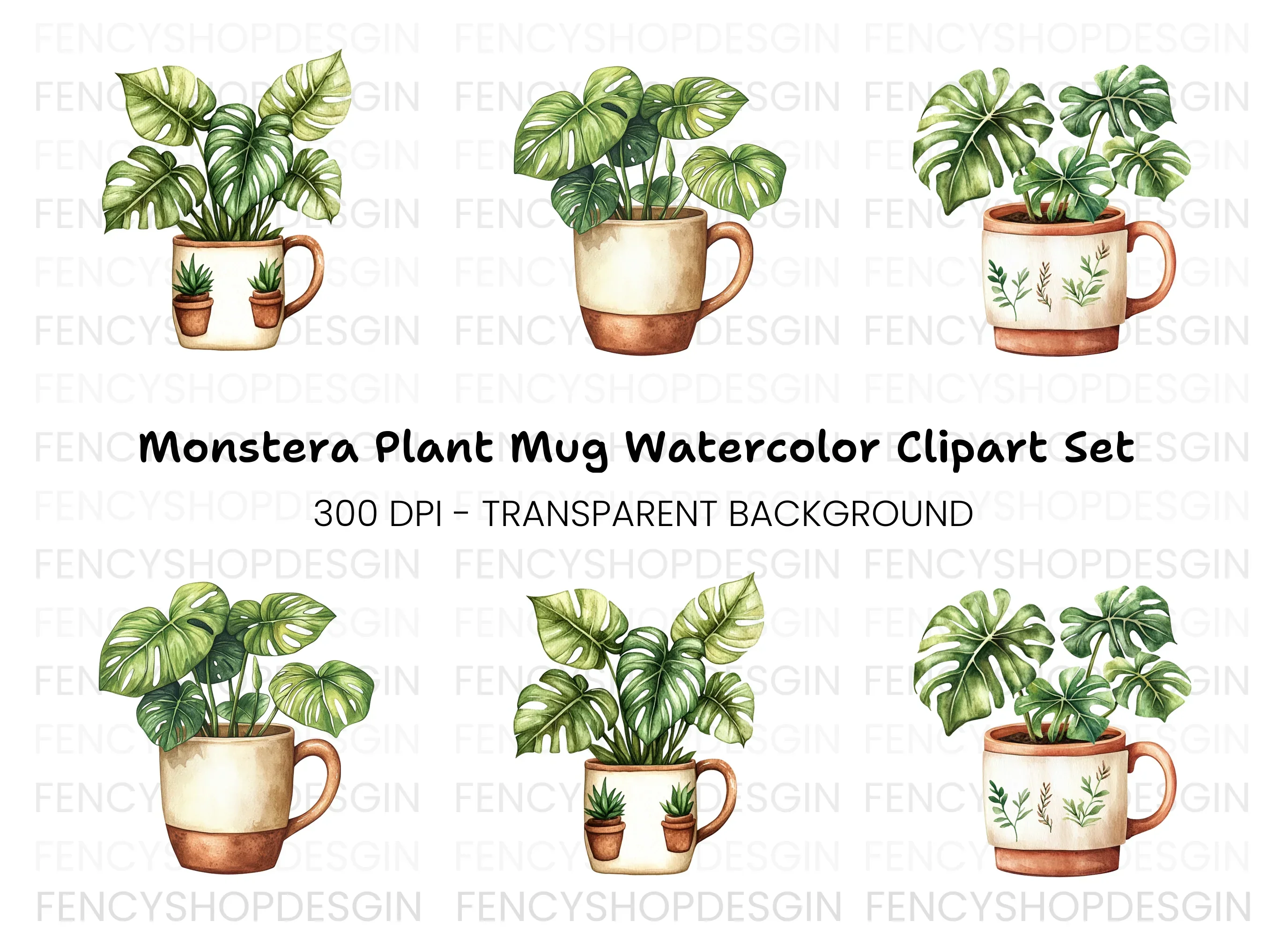Monstera Plant Clipart Bundle