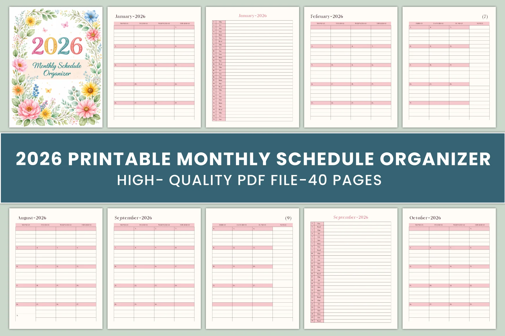 Monthly Schedule Planner