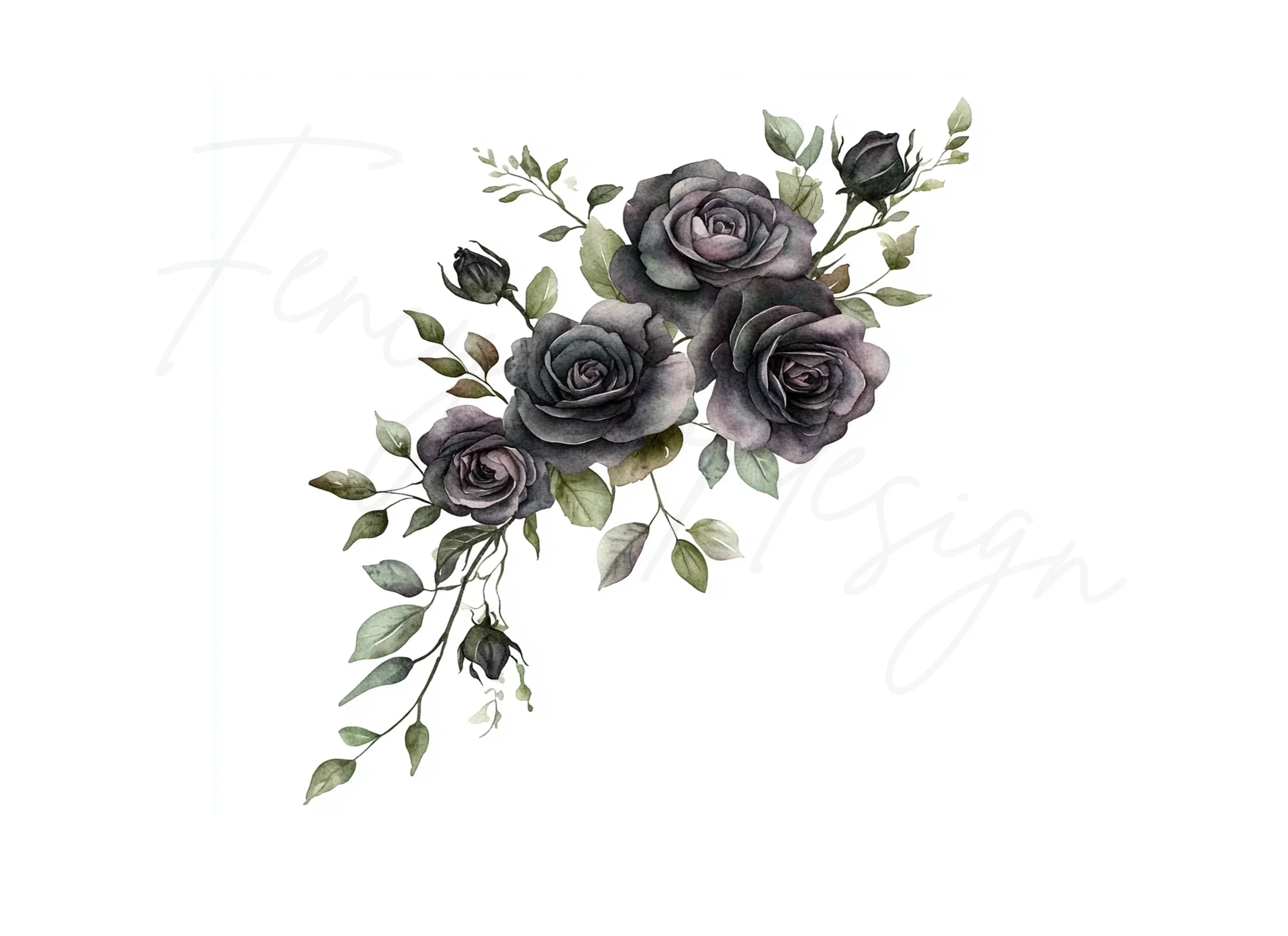 Moody Black Rose Clipart Bundle - Image 3