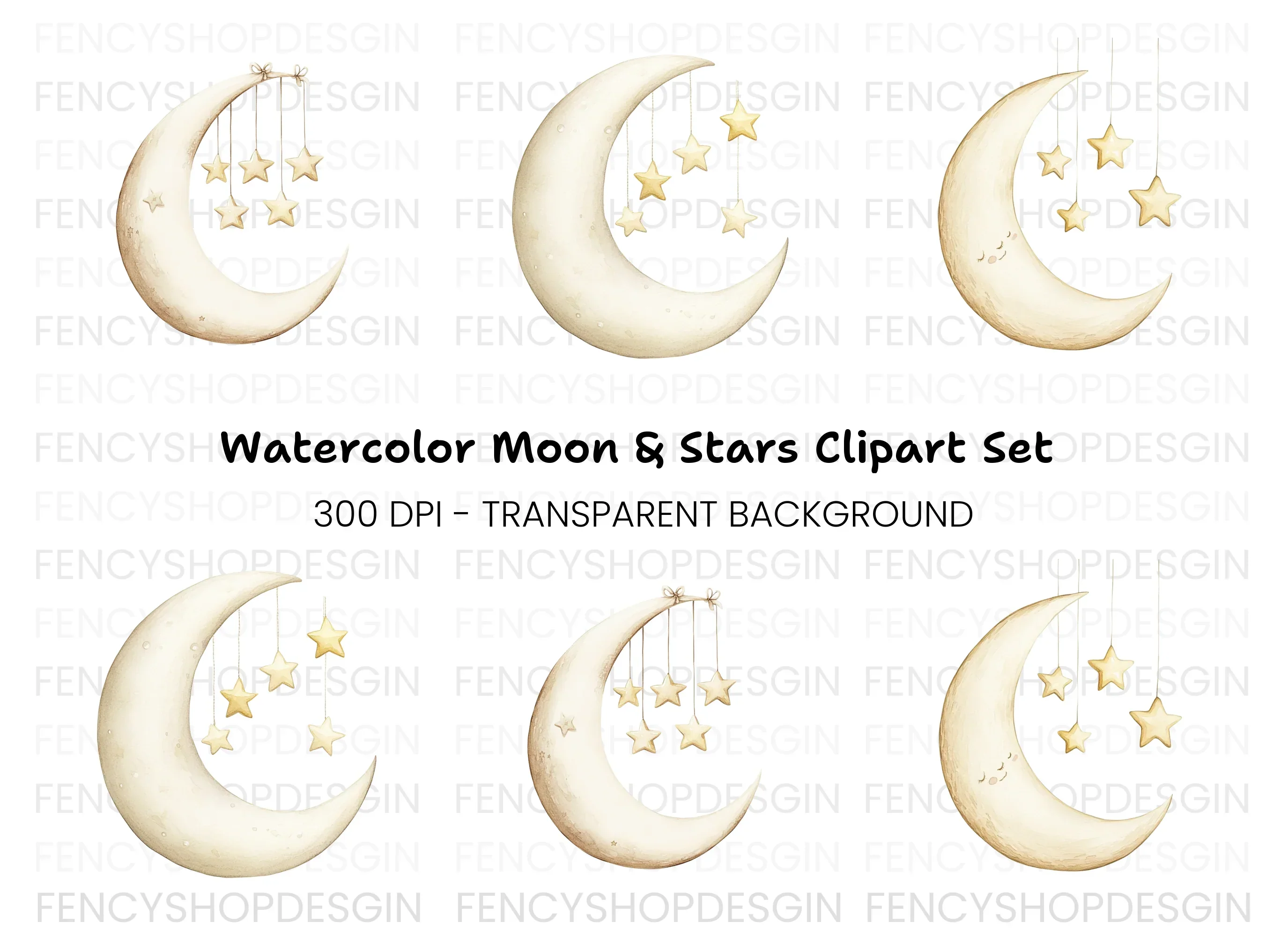Moon and Stars Clipart Bundle