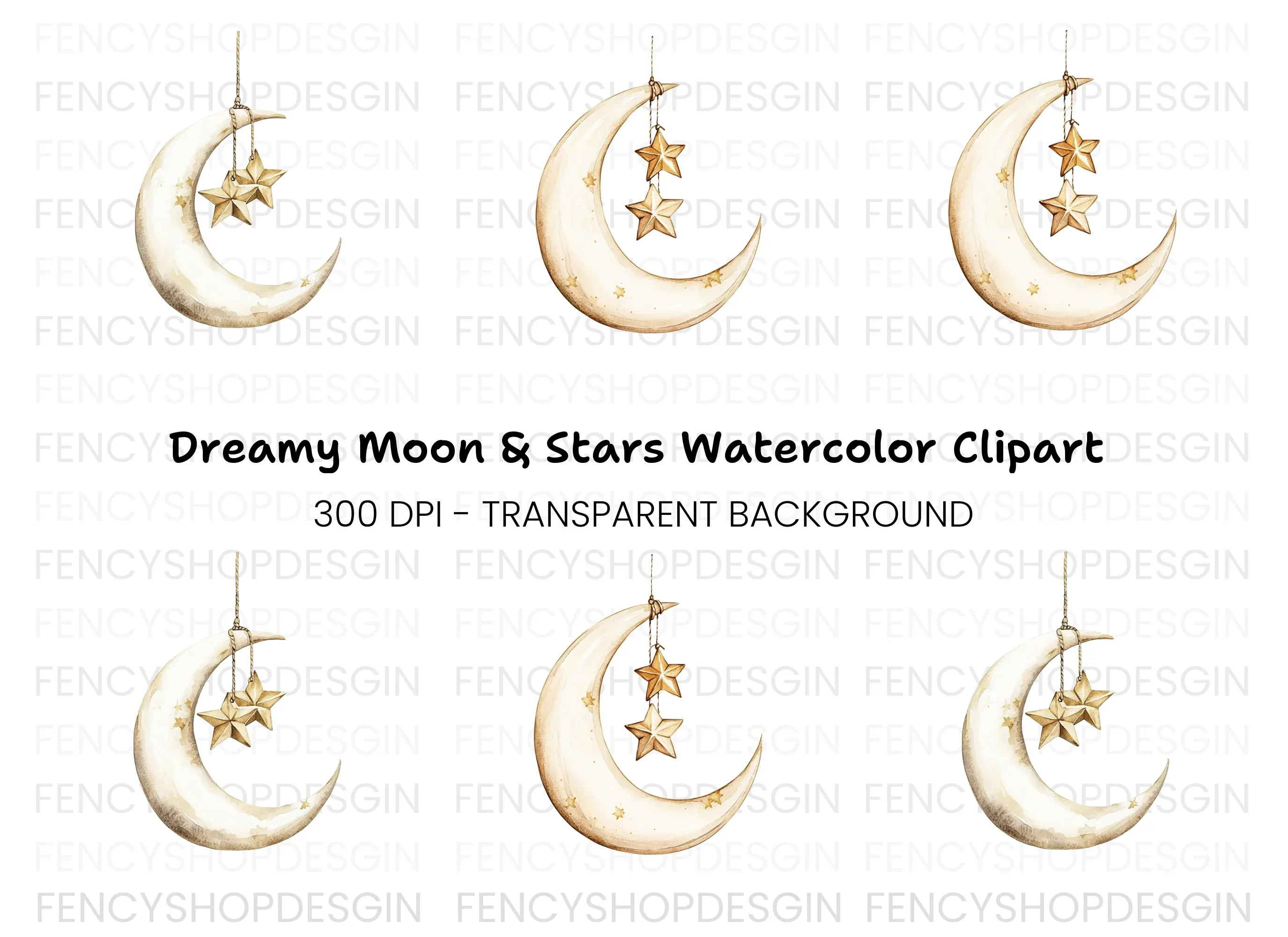 Moon and Stars Clipart Bundle