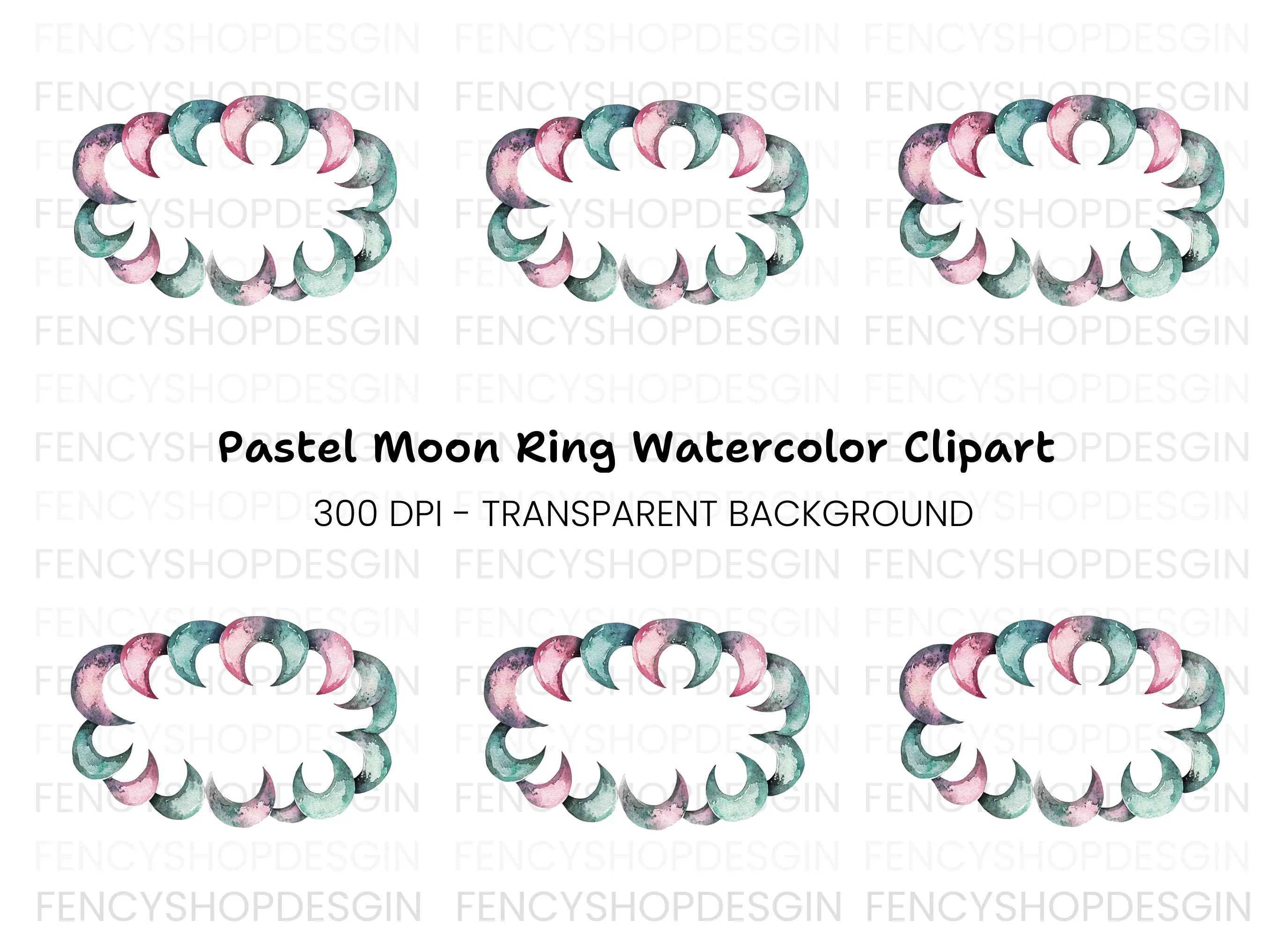 Moon Phases Frame Clipart Bundle