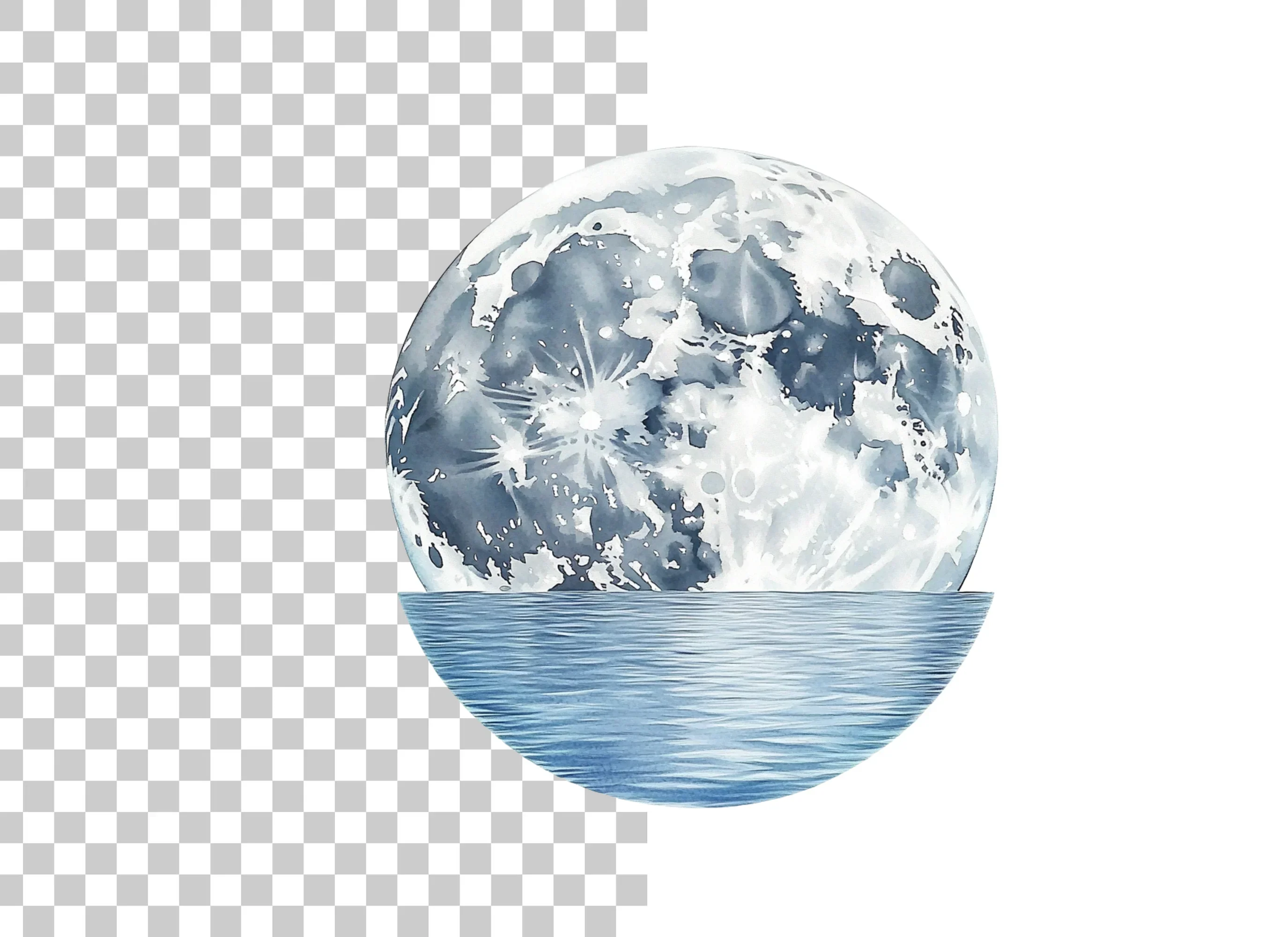 Moon Water Reflection Clipart Bundle - Image 2