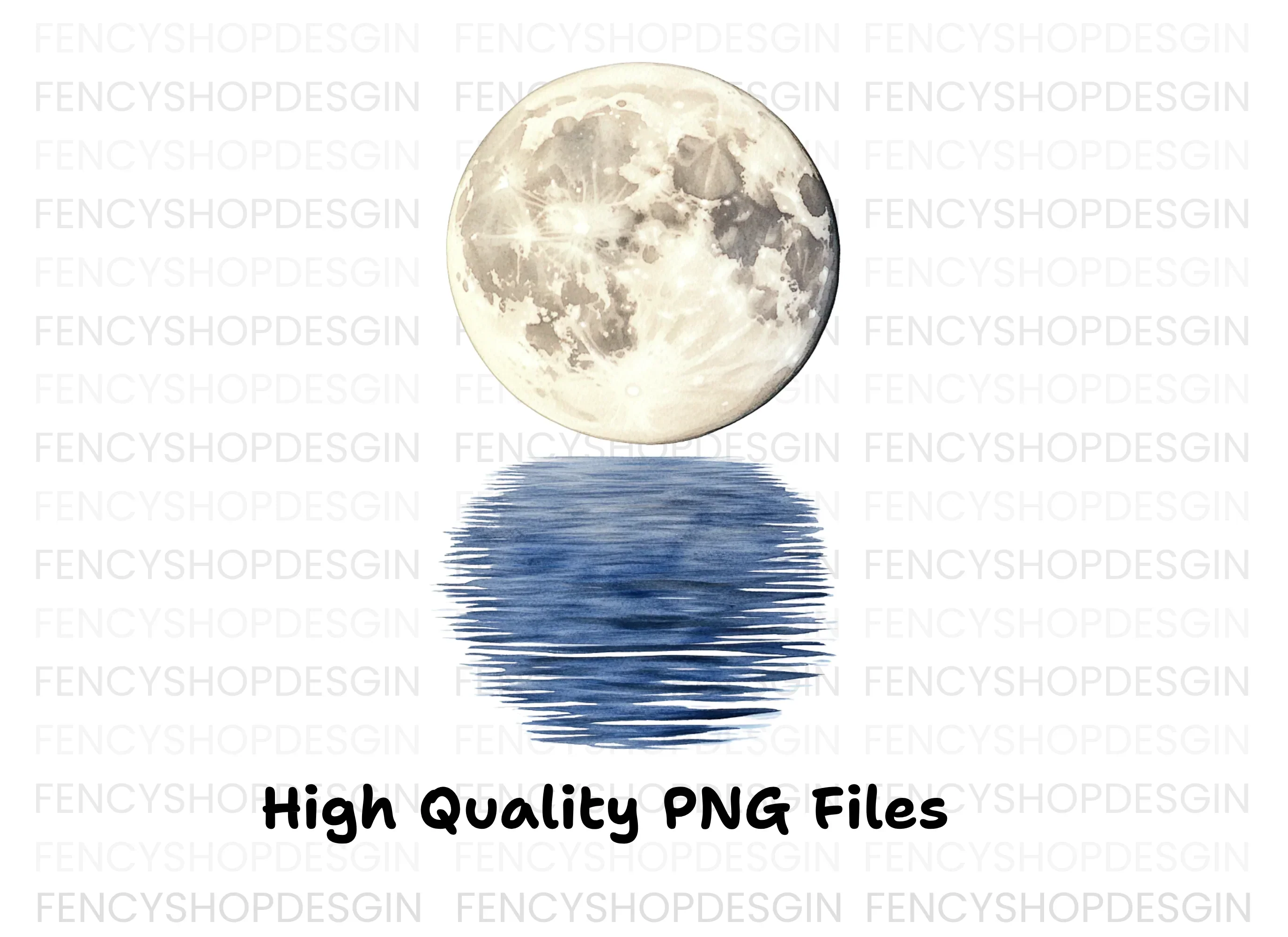 Moon Water Reflection Clipart Bundle - Image 3