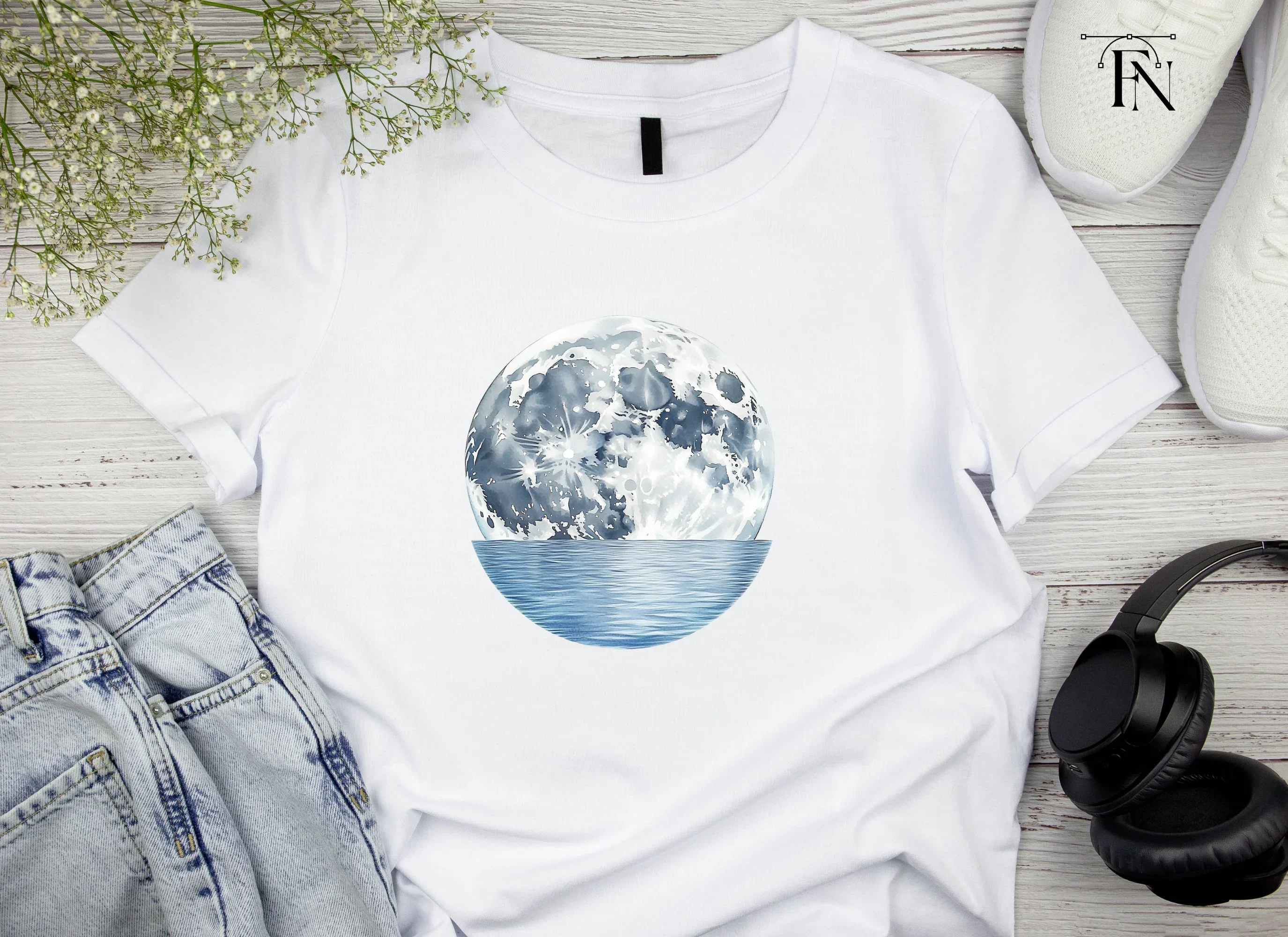Moon Water Reflection Clipart Bundle - Image 4