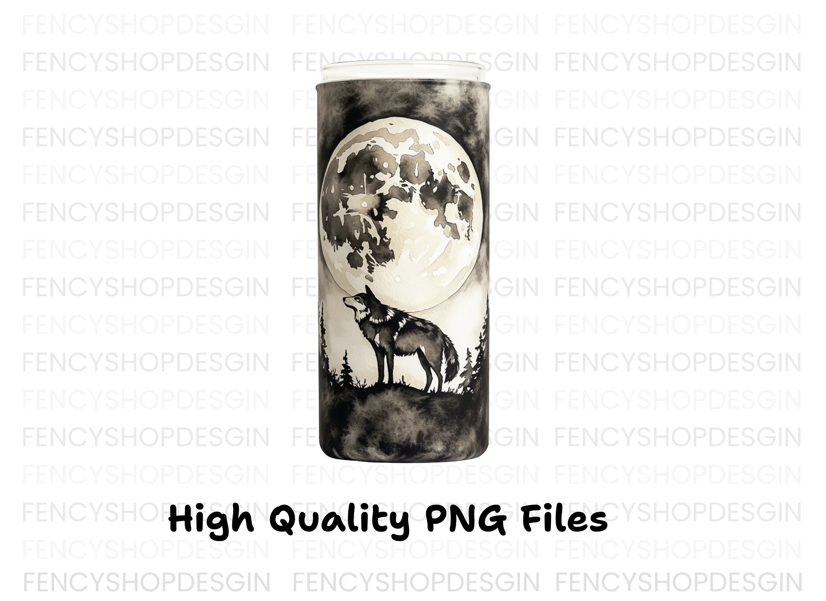 Moon Wolf Tumbler Clipart Bundle - Image 3