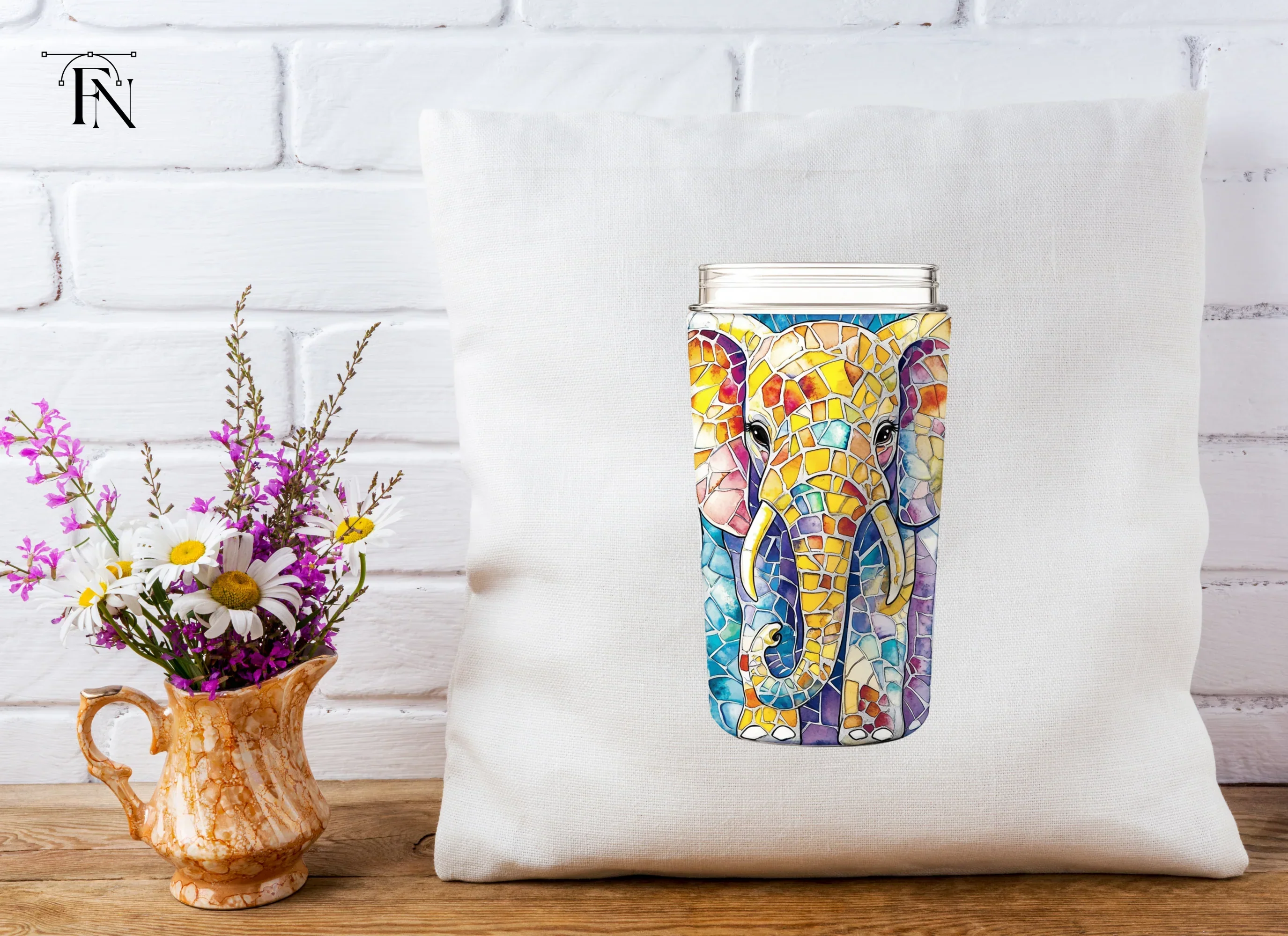 Mosaic Elephant Tumbler Clipart Bundle - Image 5