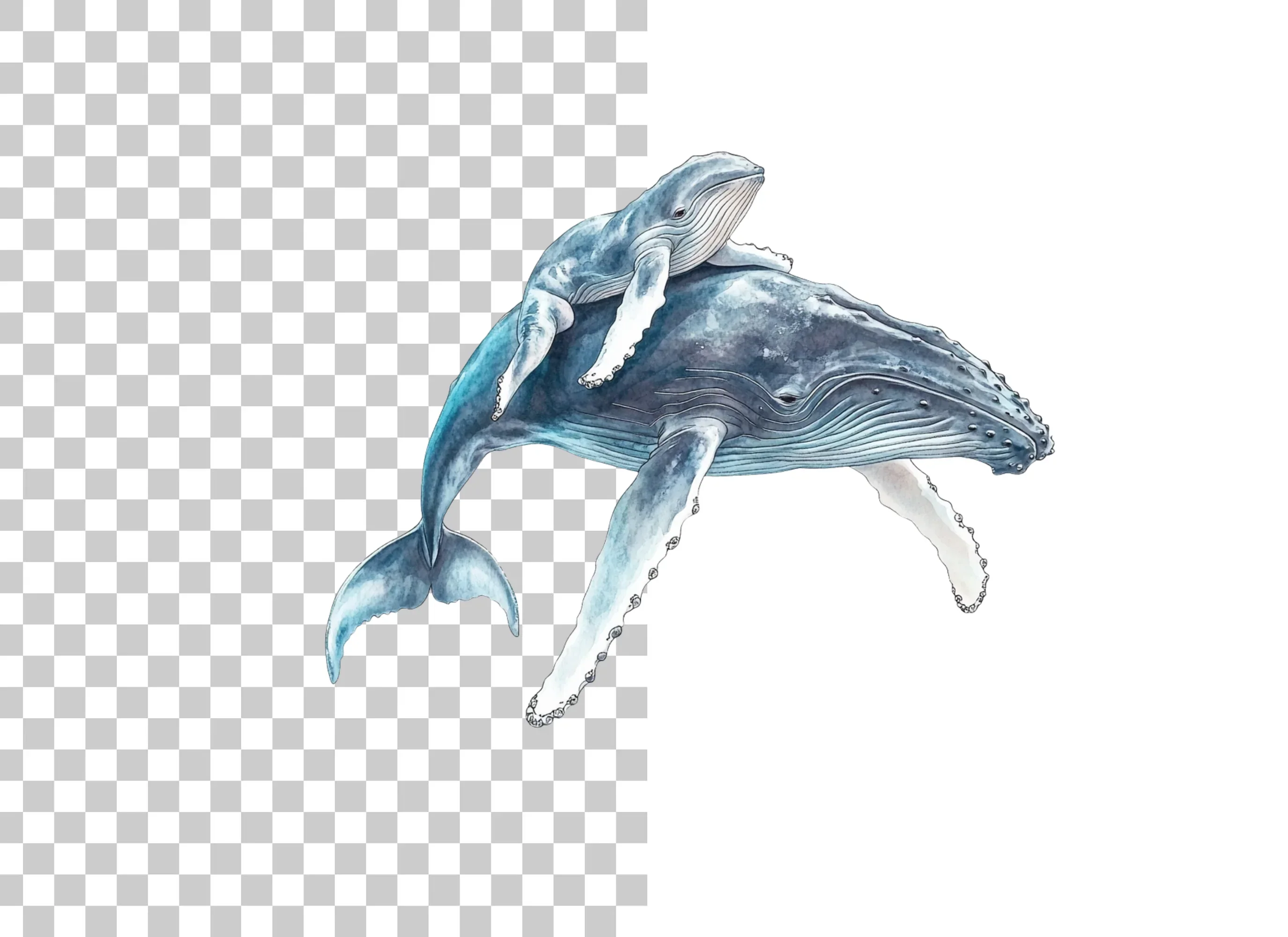 Mother and Baby Humpback Whale Clipart Bundle - Image 2