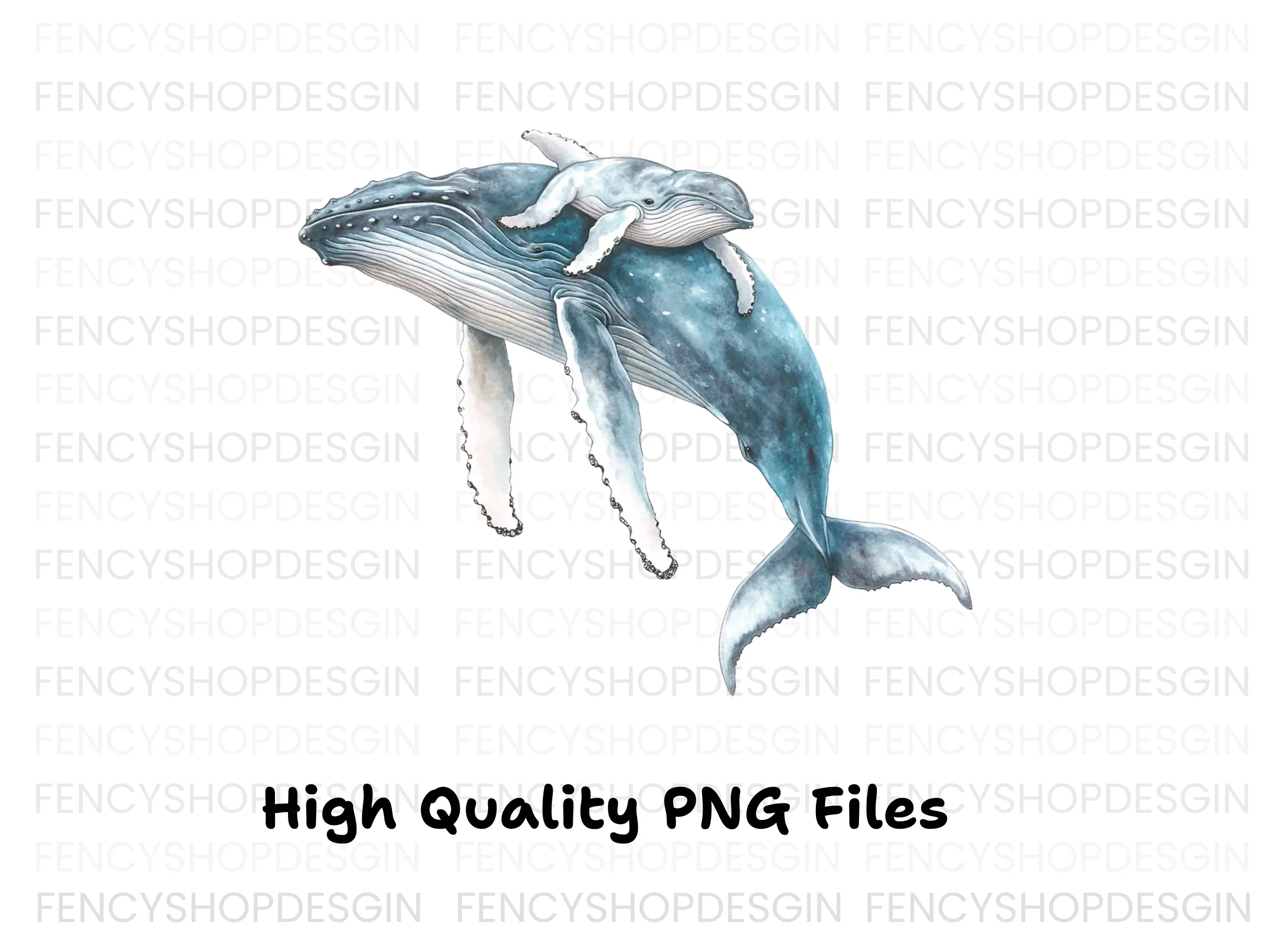 Mother and Baby Humpback Whale Clipart Bundle - Image 3
