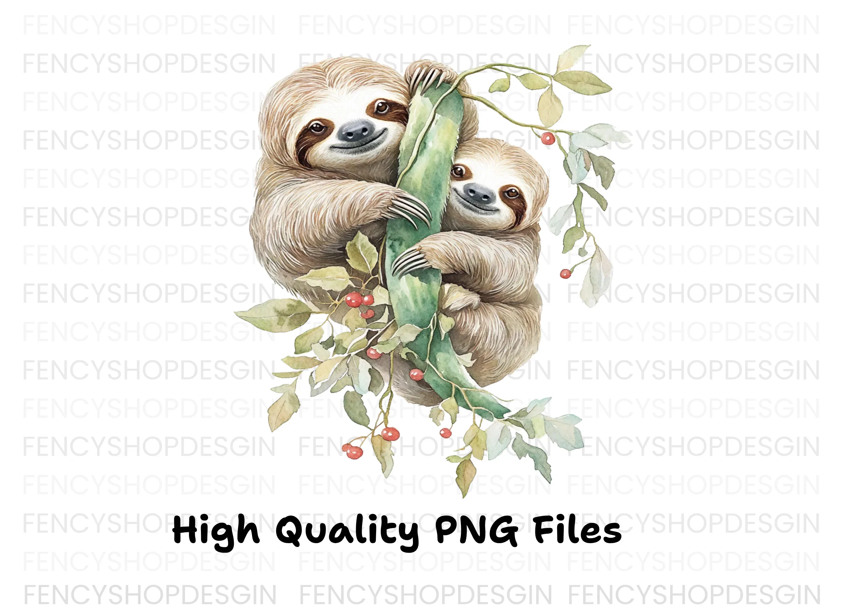 Mother and Baby Sloth Clipart Bundle - Image 3